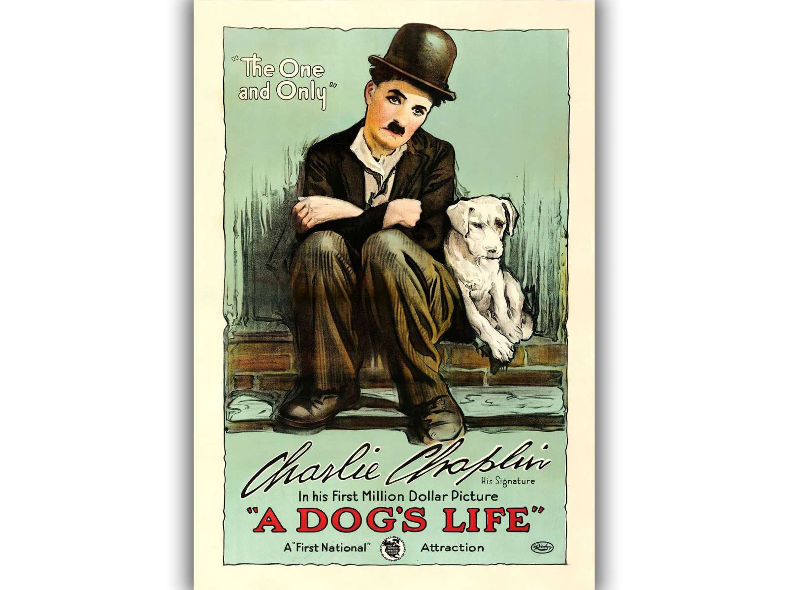 Retro holivudo filmo plakatas „Charlie Chaplin in A Dog's Life“