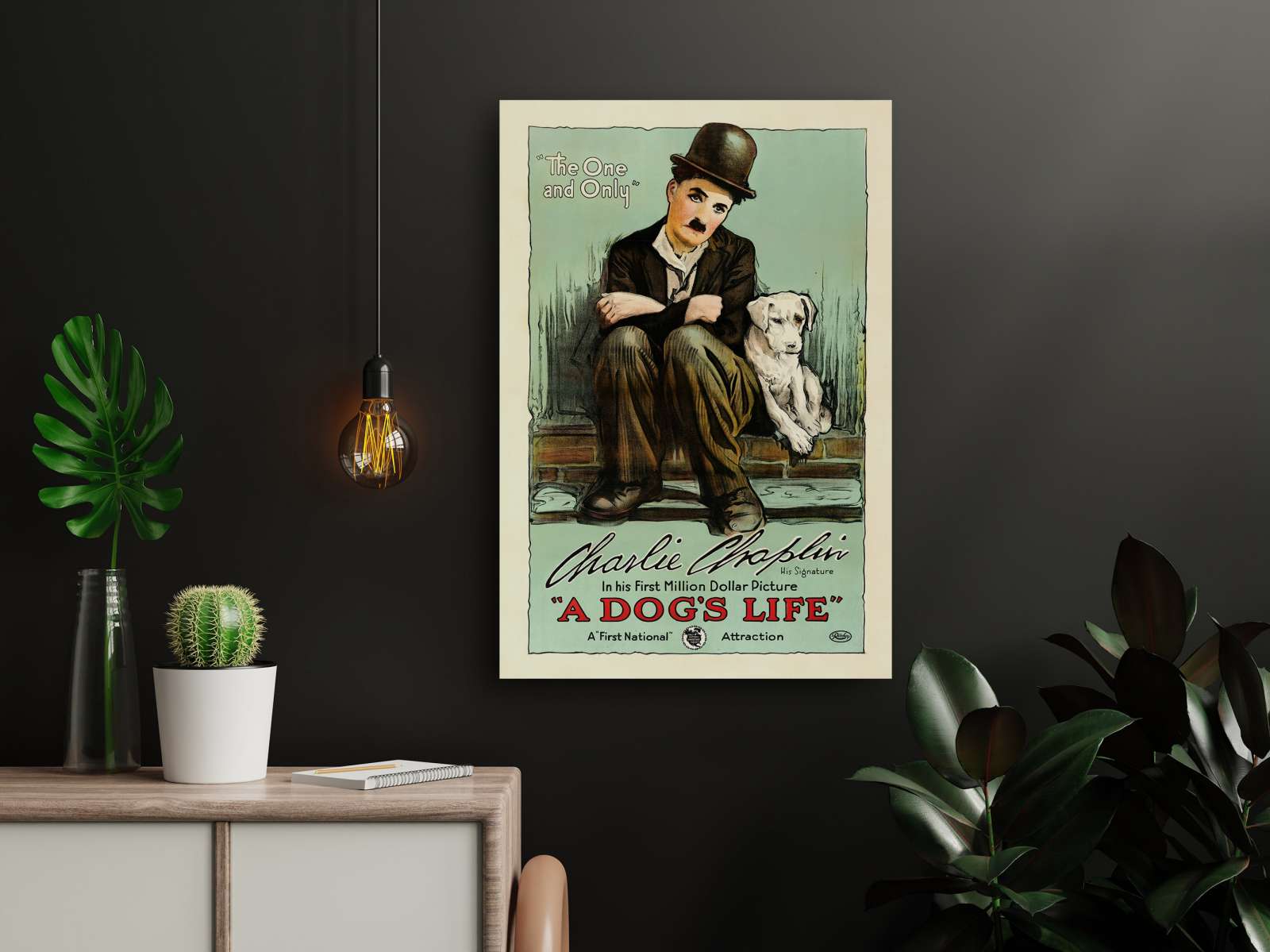 Retro holivudo filmo plakatas „Charlie Chaplin in A Dog's Life“