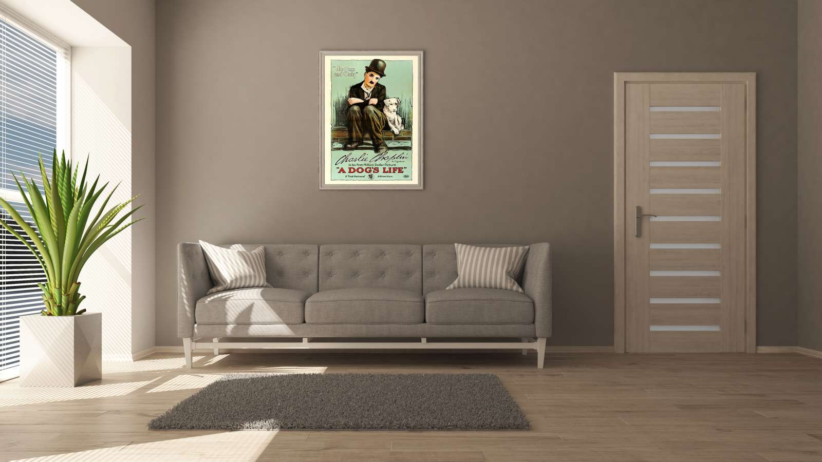 Retro holivudo filmo plakatas „Charlie Chaplin in A Dog's Life“