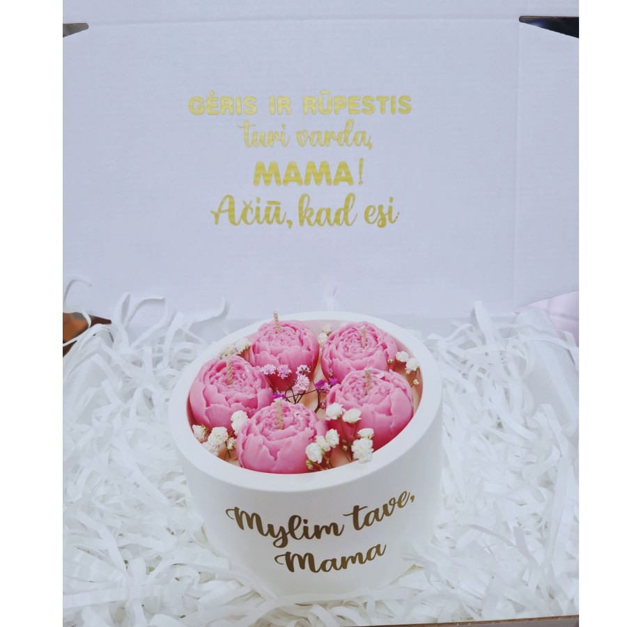 Žvakė „Bijūnai“ Mylim Tave, Mama