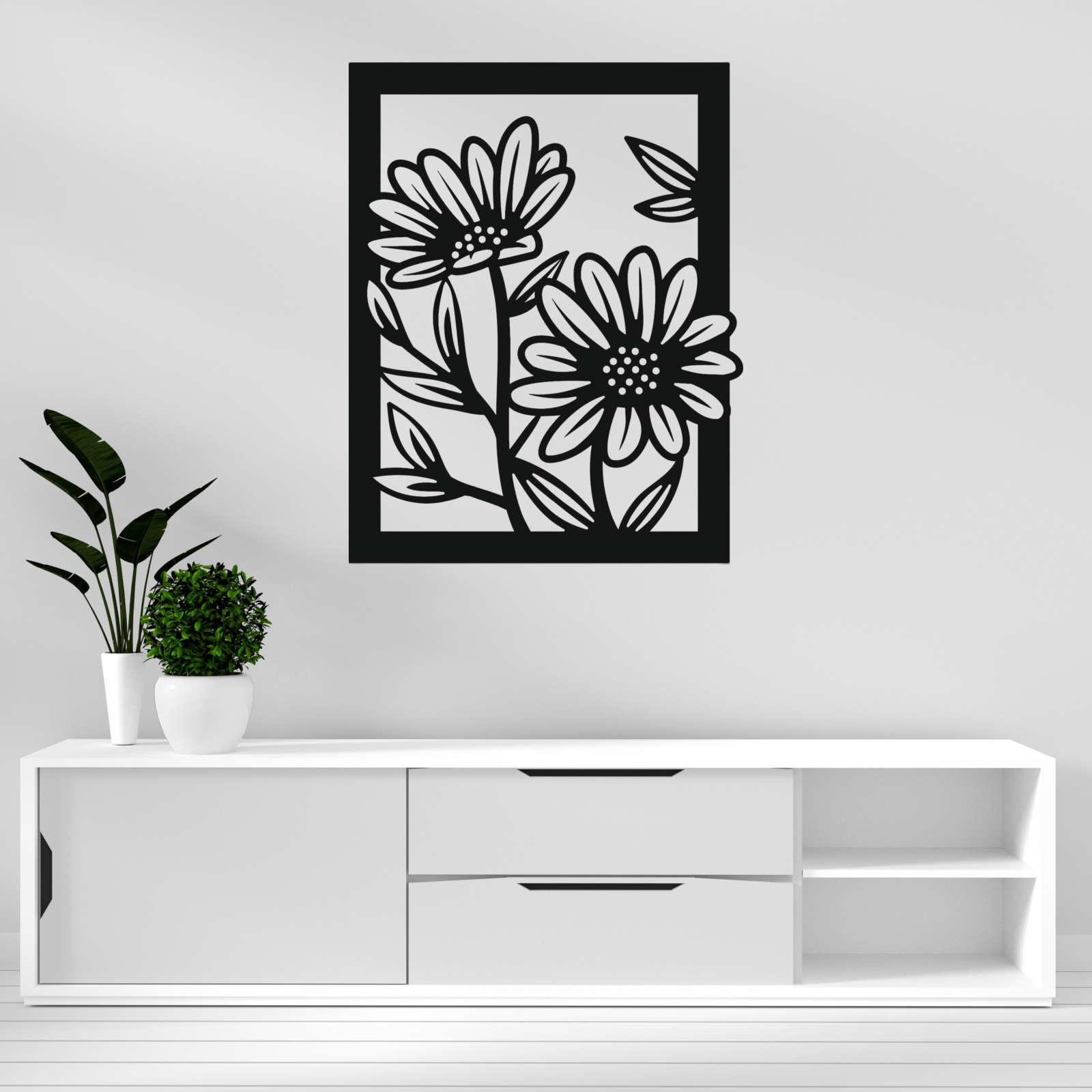 Medinė sienos dekoracija „Gėlių žiedai“: 100 cm x 79 cm