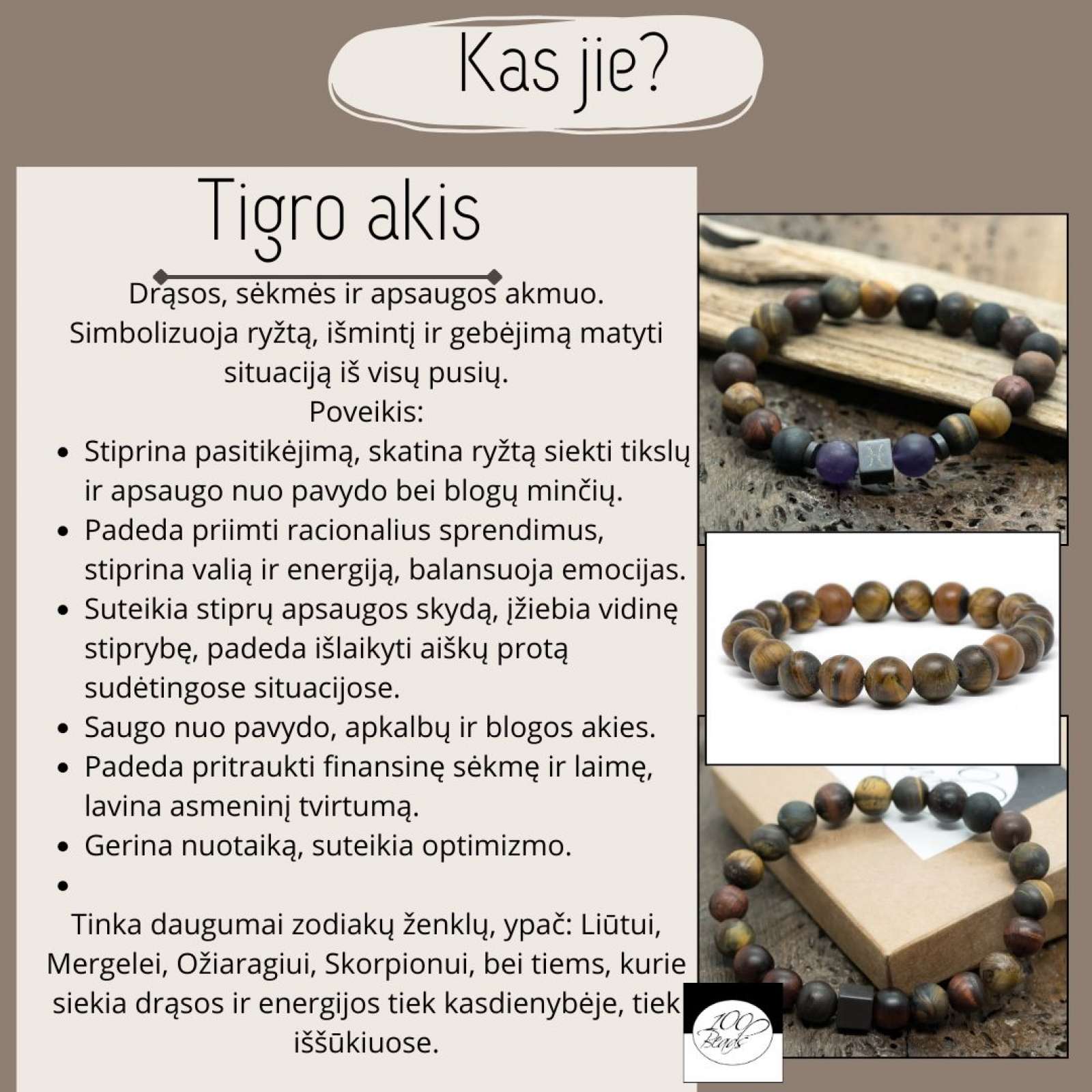 Vulkaninės lavos vyriška apyrankė