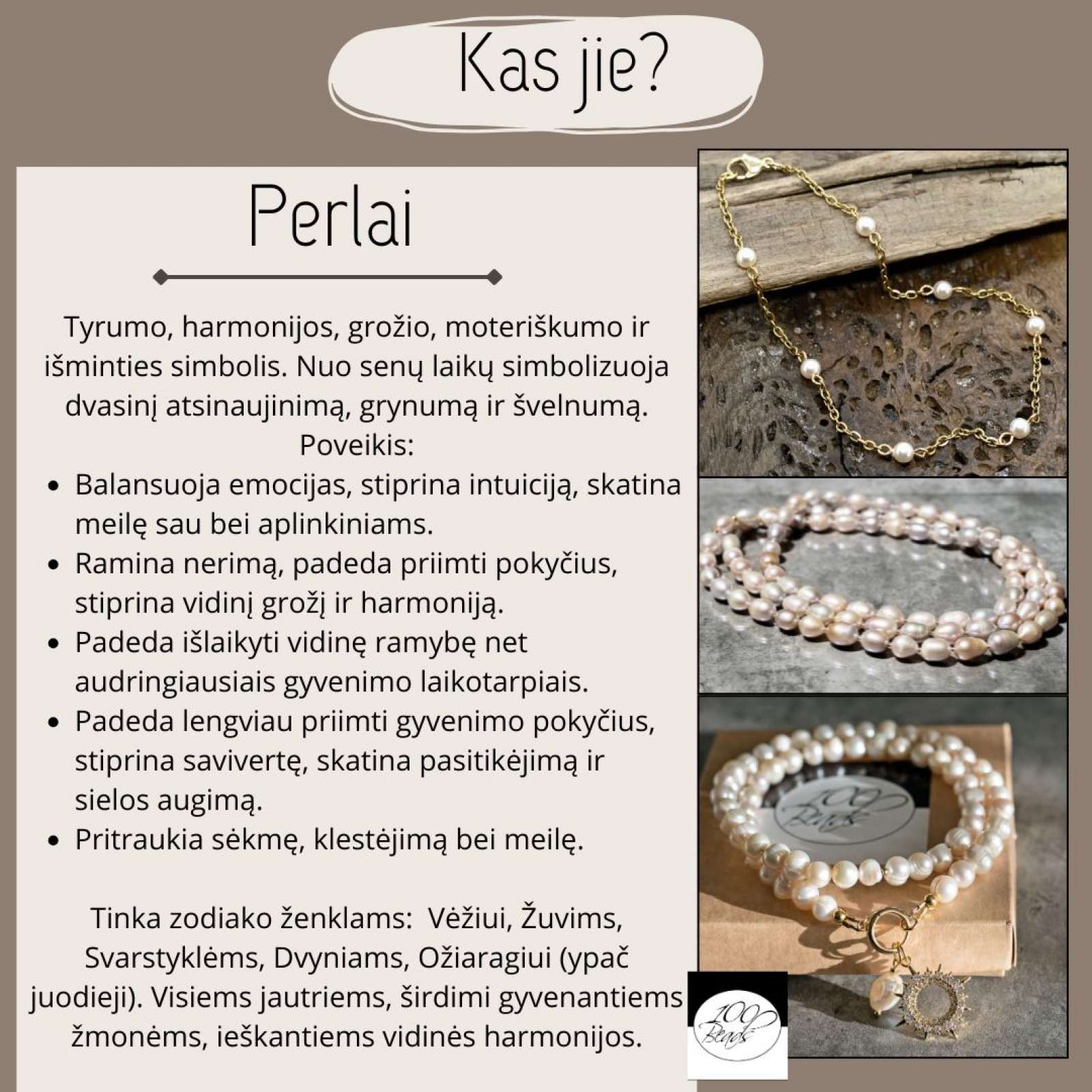 Grandinėlė ir auskarai su perlais ir cirkonio akutėmis