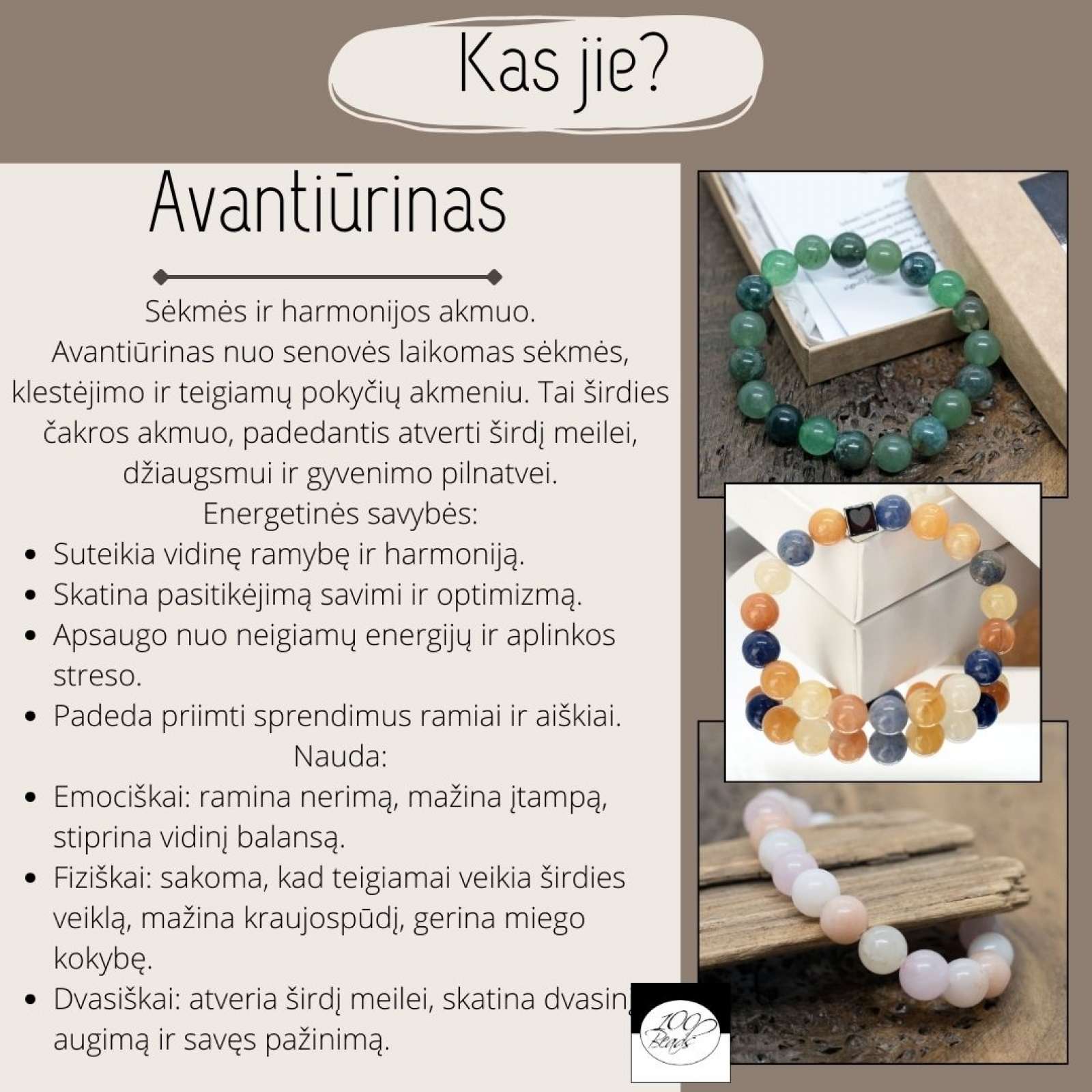 Natūralių akmenukų apyrankė Jaučio ženklui