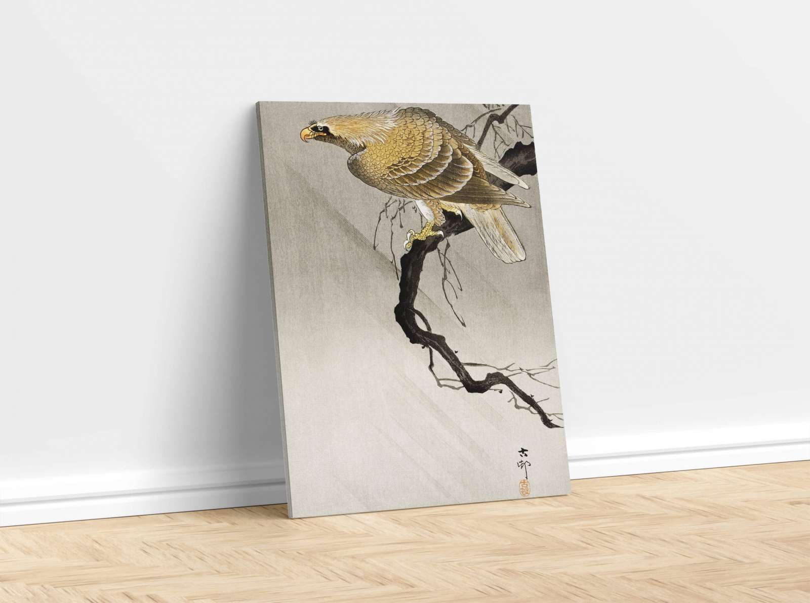 Reprodukcija „Erelis ant šakos“, Ohara Koson