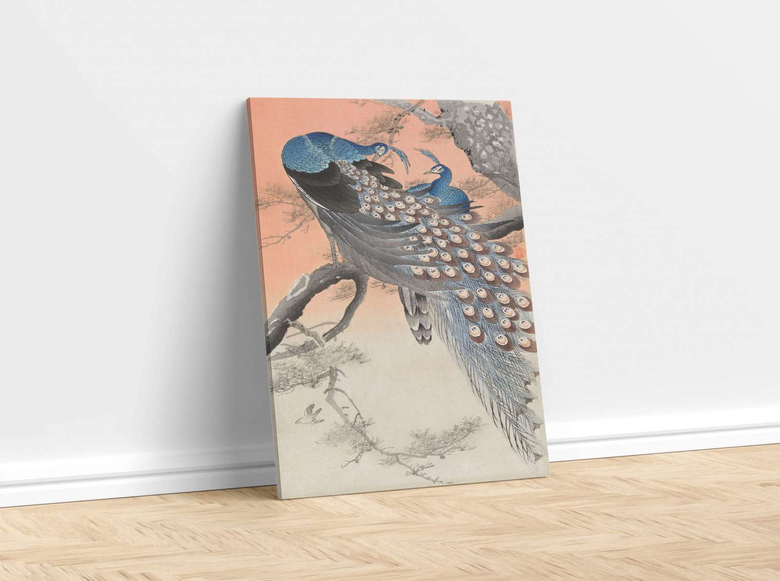 Reprodukcija „Du povai medyje“, Ohara Koson