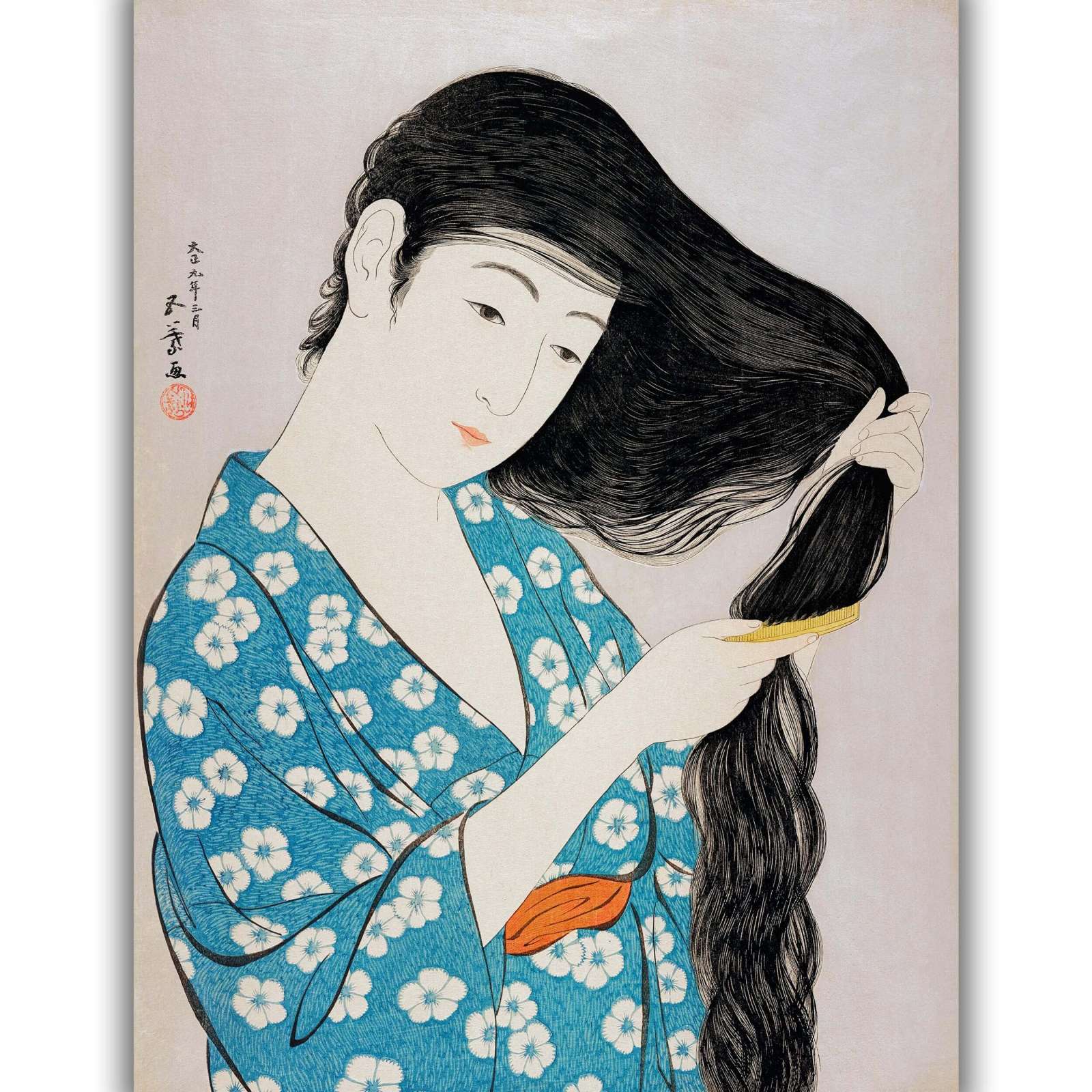 Reprodukcija „Besišukuojanti moteris“, Goyō Hashiguchi