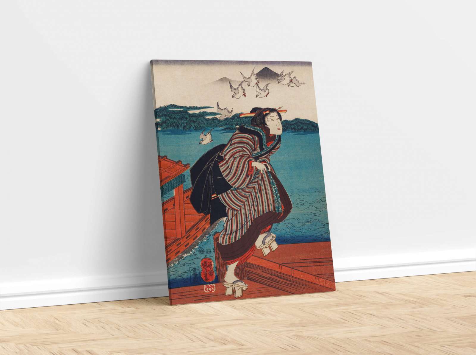 Reprodukcija „Jauna moteris Sanbashi mieste“, Utagawa Kuniyoshi
