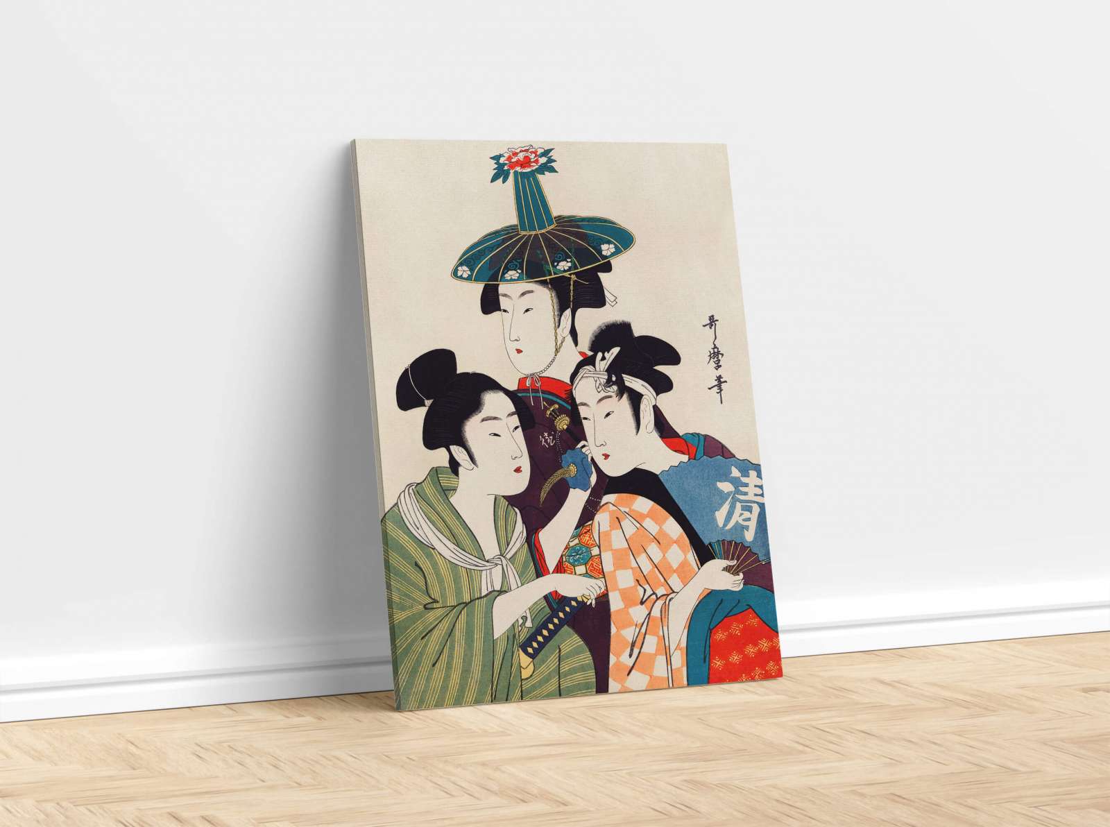 Reprodukcija „Trys jauni vyrai“, Utamaro Kitagawa
