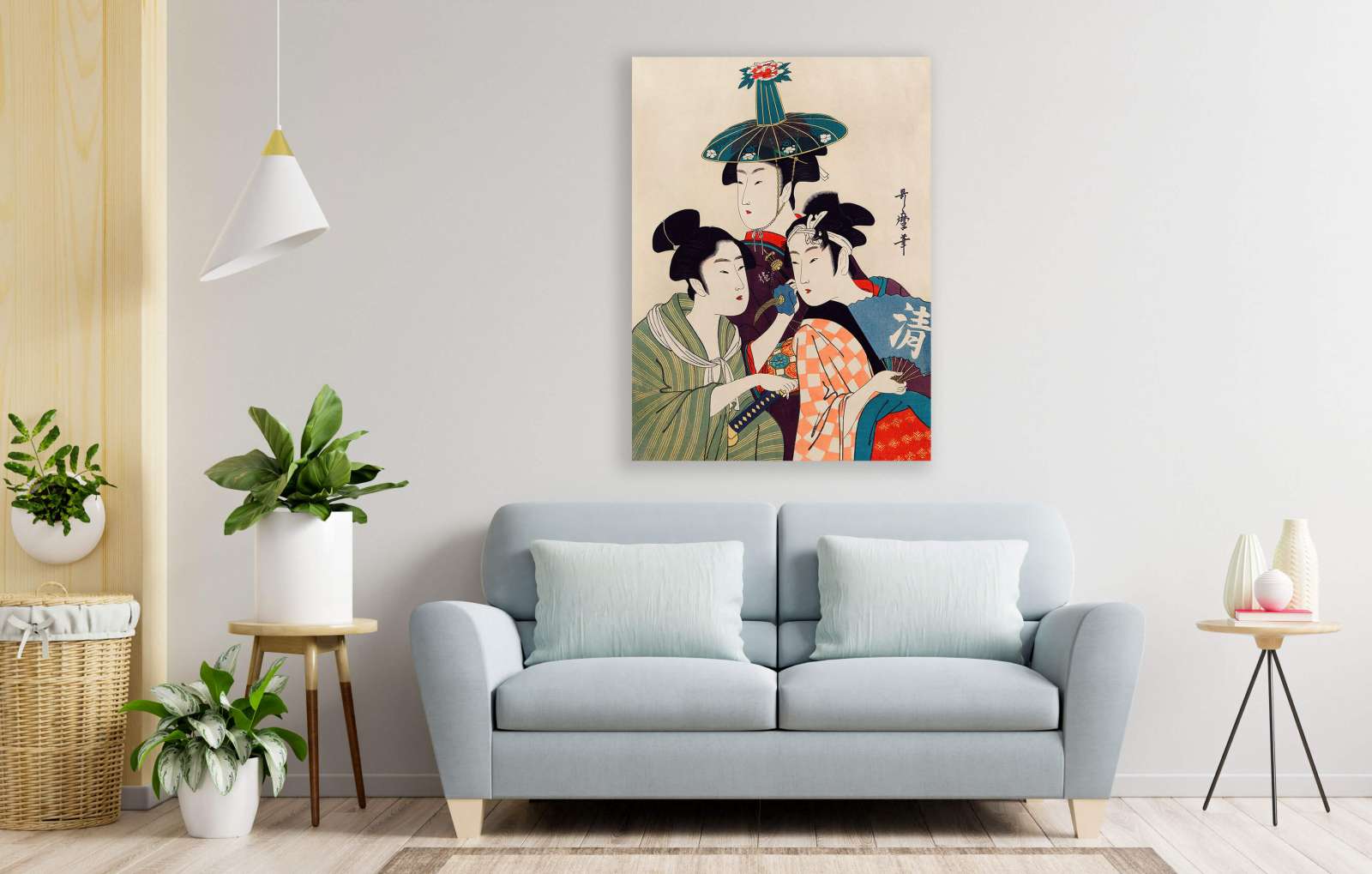Reprodukcija „Trys jauni vyrai“, Utamaro Kitagawa