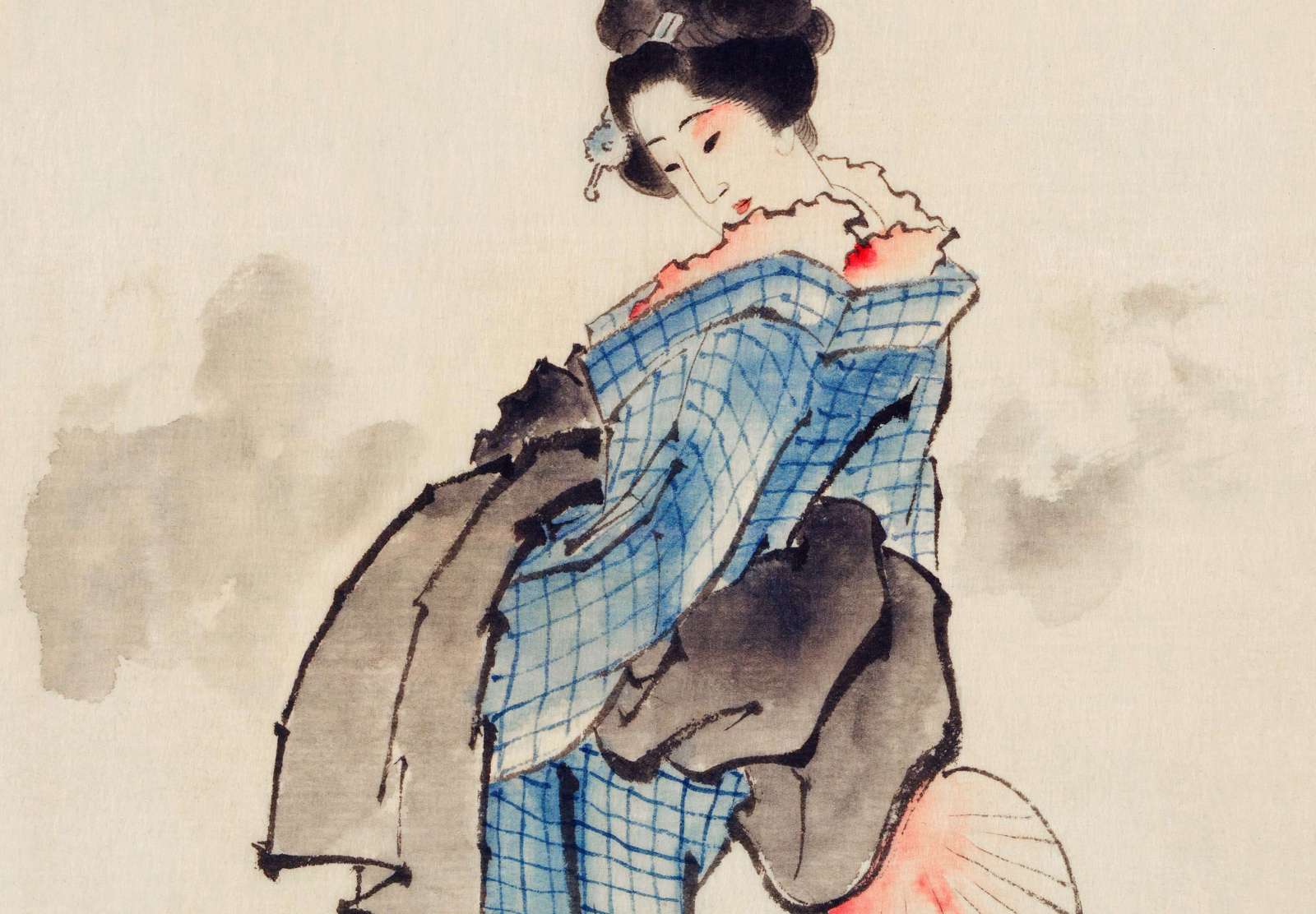 Reprodukcija „Stovinti moteris“, Katsushika Hokusai