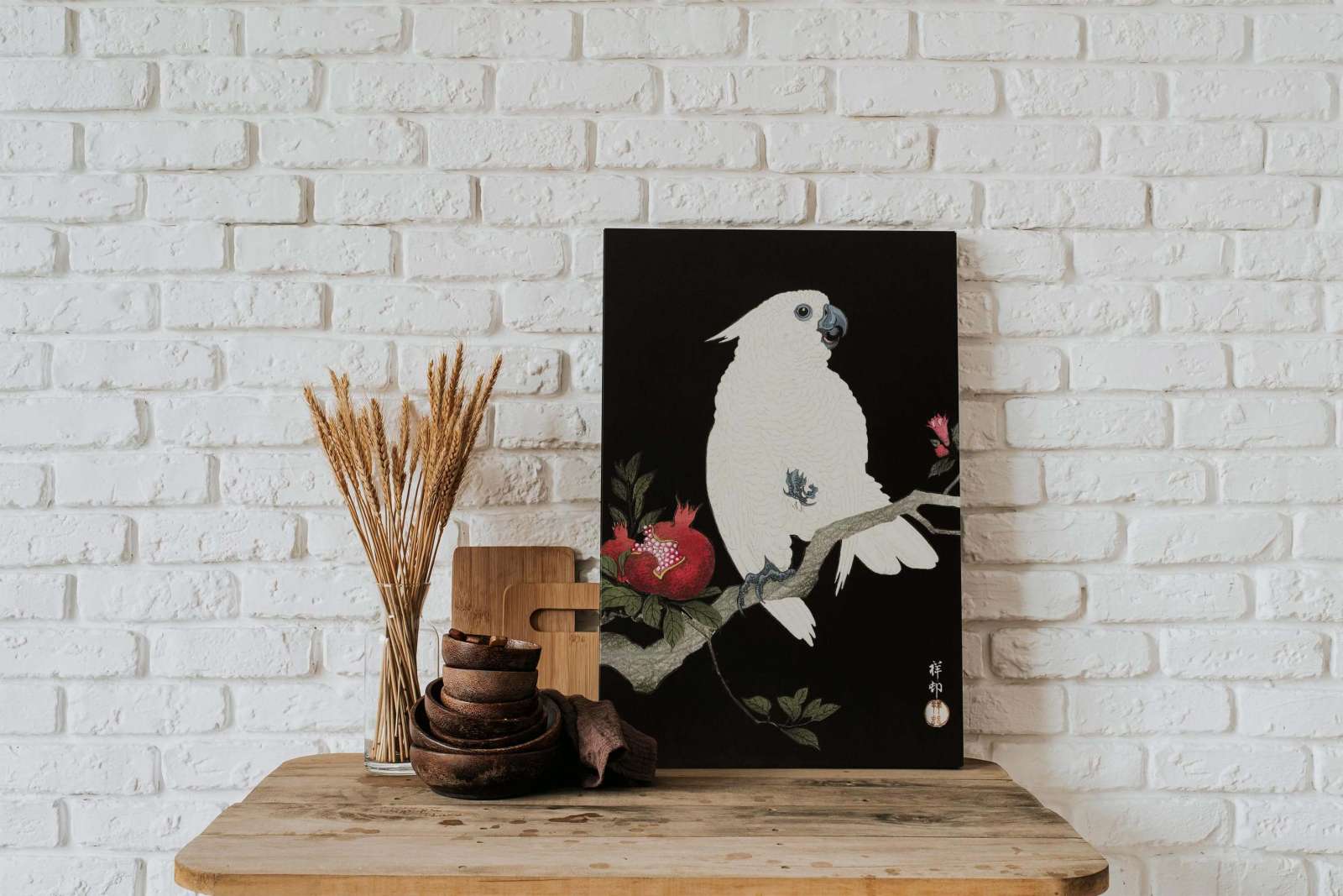 Reprodukcija „Kakadu ir granatas“, Ohara Koson