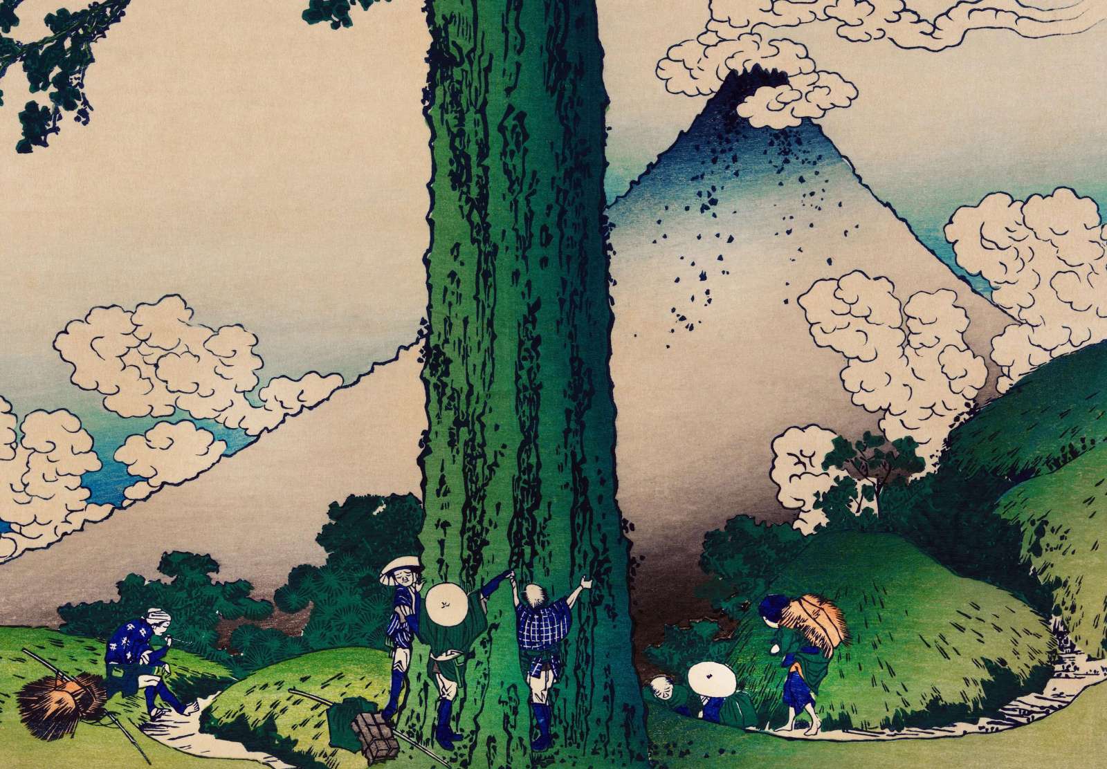 Reprodukcija „Mishima perėja Kai provincijoje“, Katsushika Hokusai