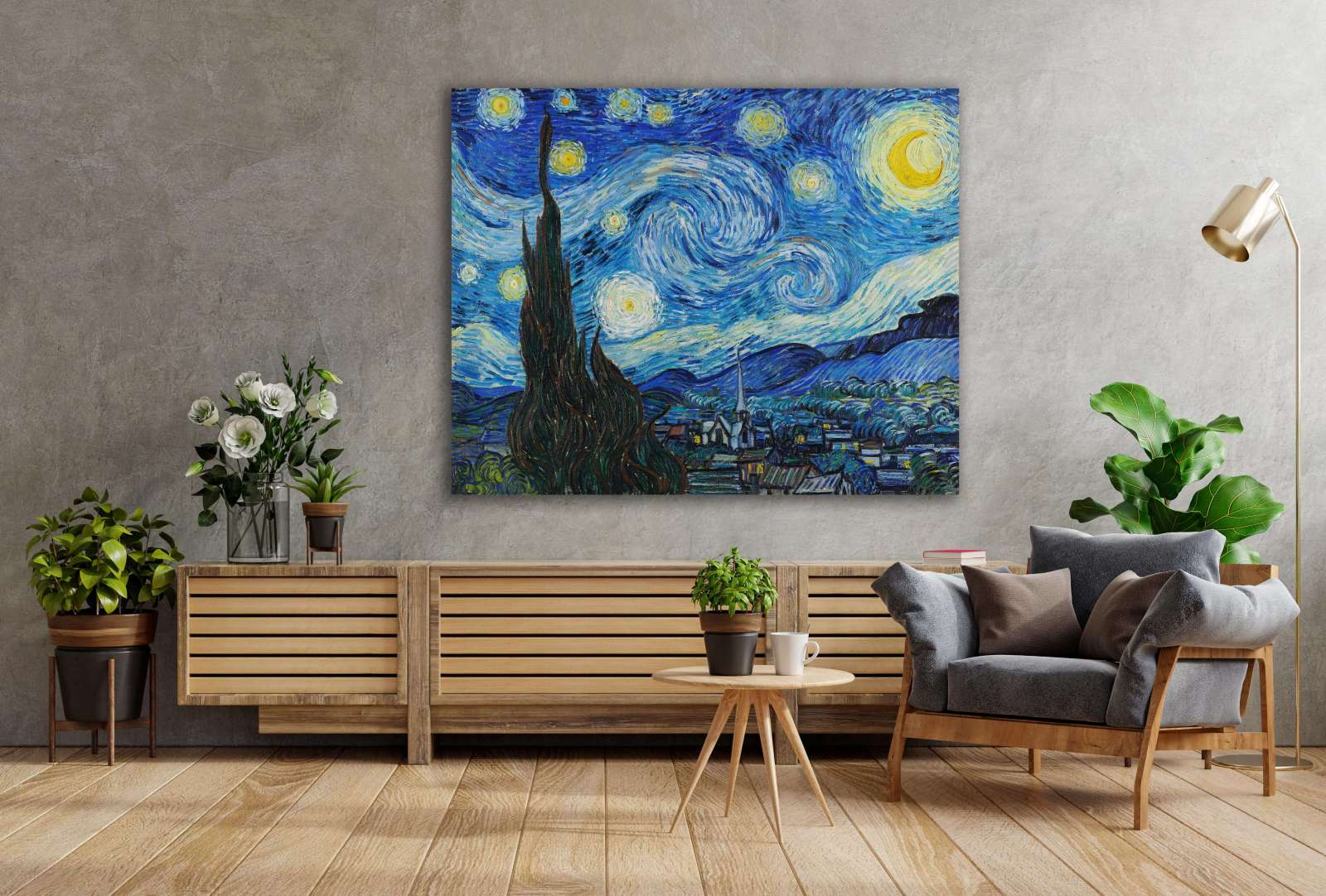 Reprodukcija „Žvaigždėta naktis“, Vincent van Gogh (1889)