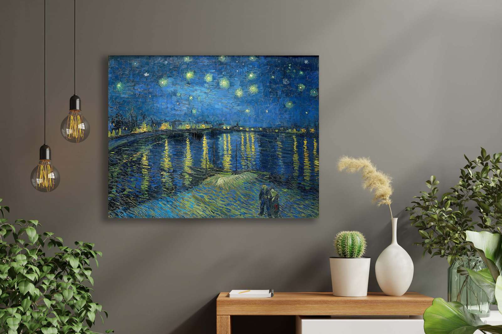 Reprodukcija „Žvaigždėta naktis virš Ronos“, Vincent van Gogh (1888)