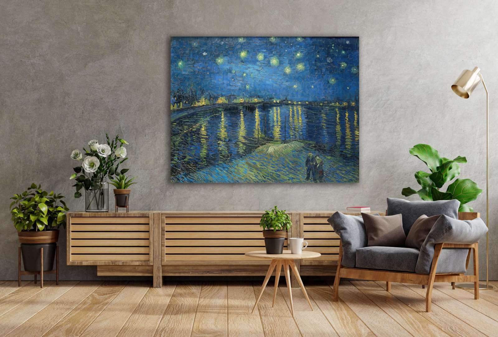 Reprodukcija „Žvaigždėta naktis virš Ronos“, Vincent van Gogh (1888)