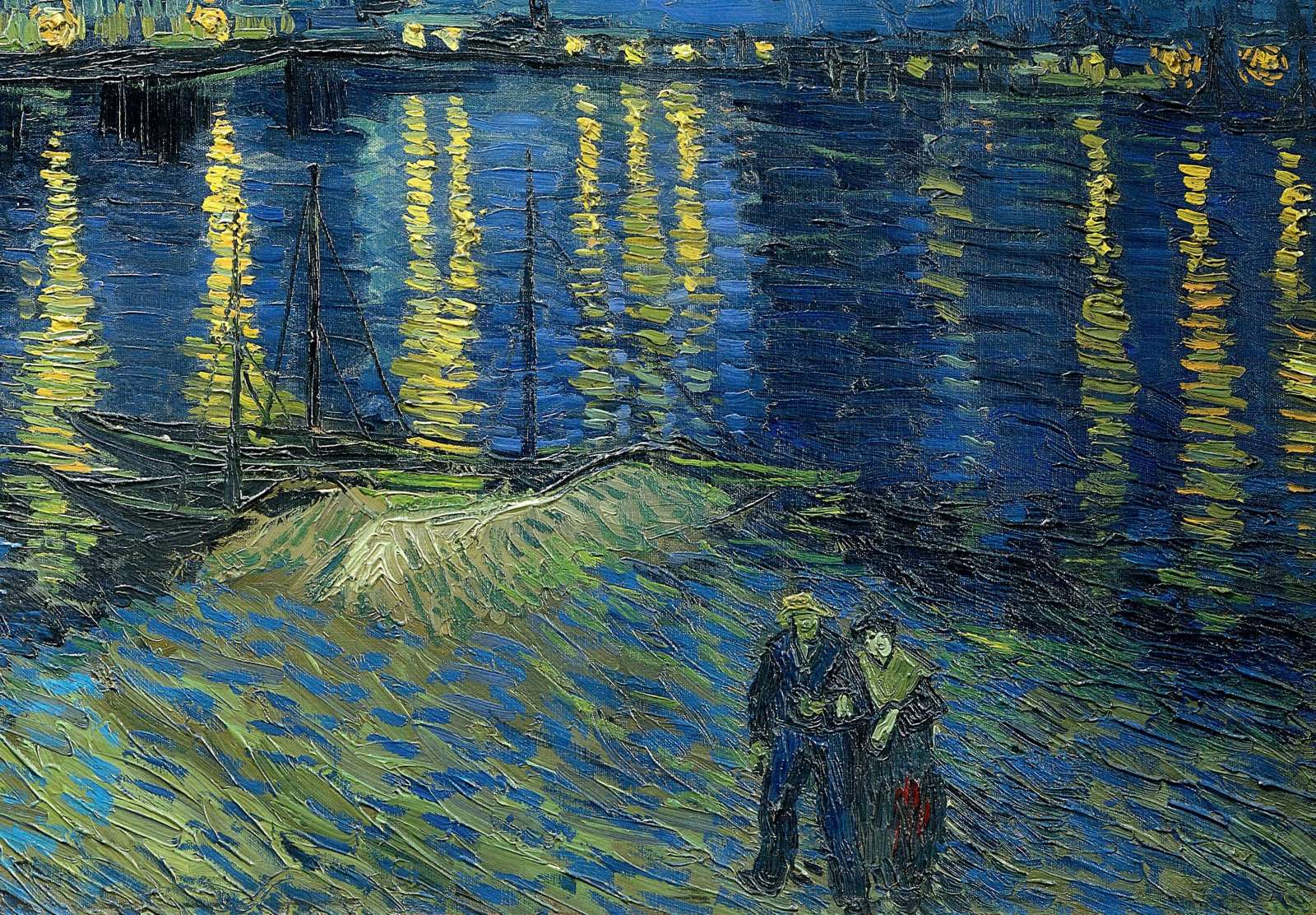 Reprodukcija „Žvaigždėta naktis virš Ronos“, Vincent van Gogh (1888)