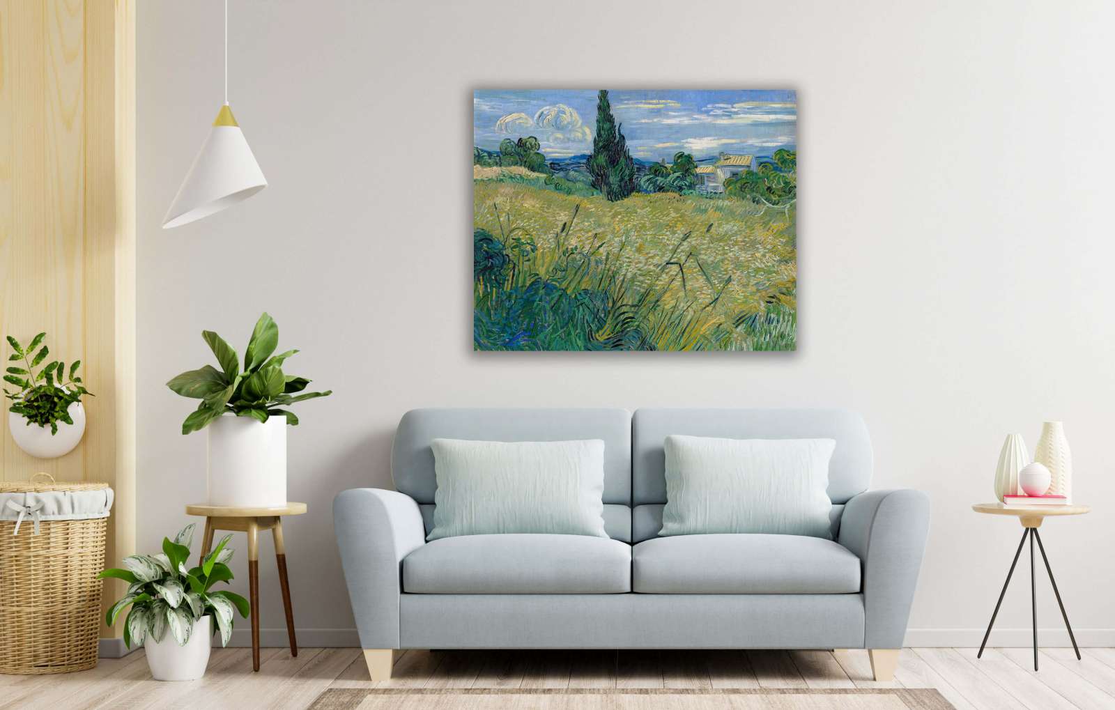 Reprodukcija „Žalias kviečių laukas su kiparisais“, Vincent van Gogh (1889)