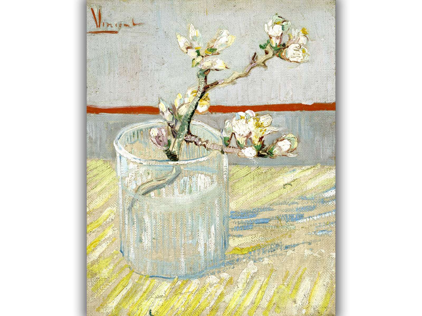 Reprodukcija „Žydinti migdolo šakelė stiklinėje“, Vincent van Gogh (1888)