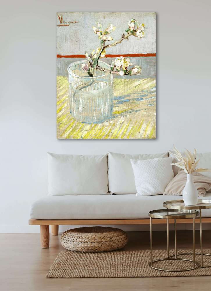 Reprodukcija „Žydinti migdolo šakelė stiklinėje“, Vincent van Gogh (1888)