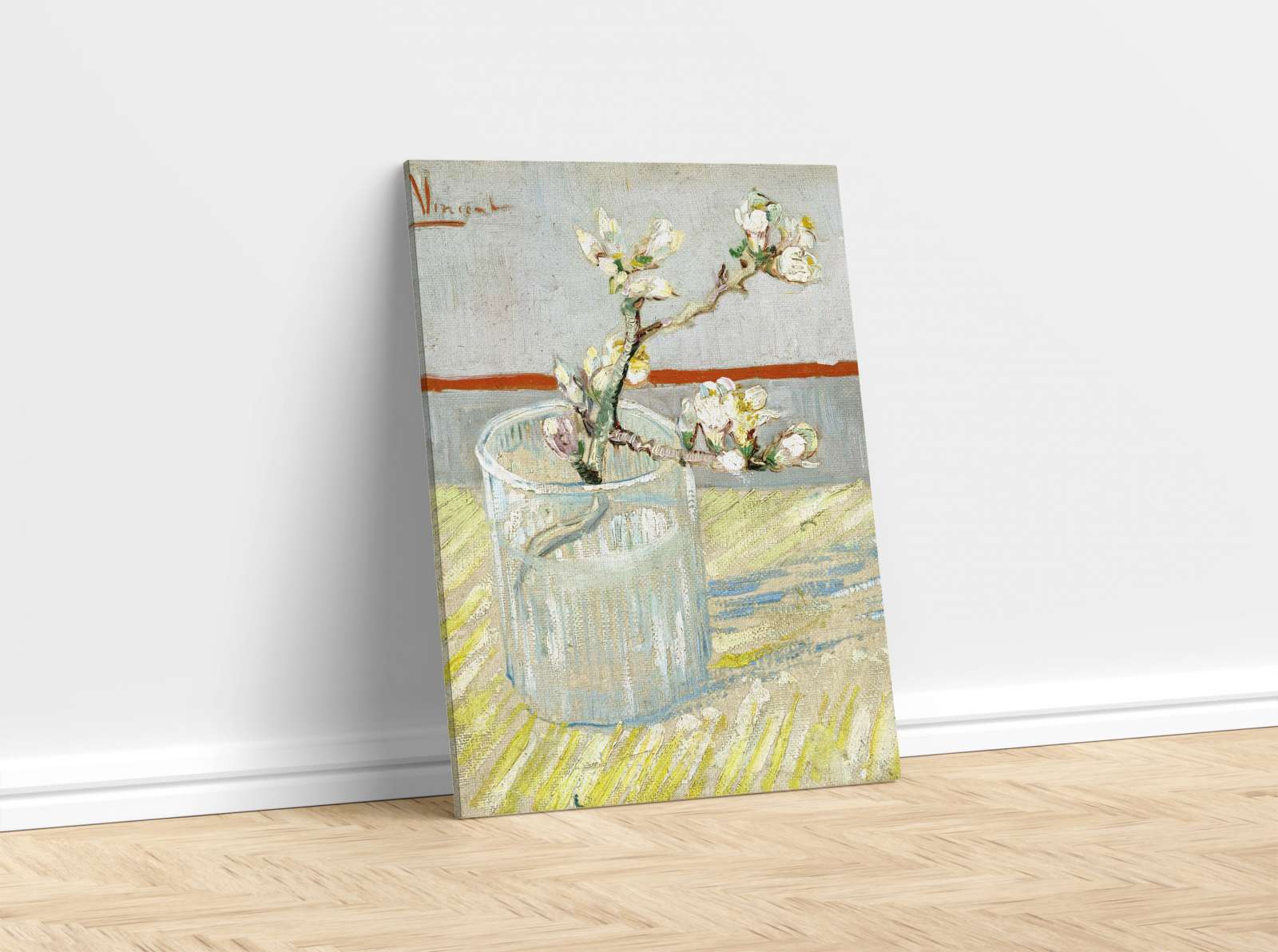 Reprodukcija „Žydinti migdolo šakelė stiklinėje“, Vincent van Gogh (1888)