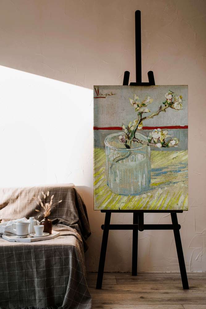 Reprodukcija „Žydinti migdolo šakelė stiklinėje“, Vincent van Gogh (1888)