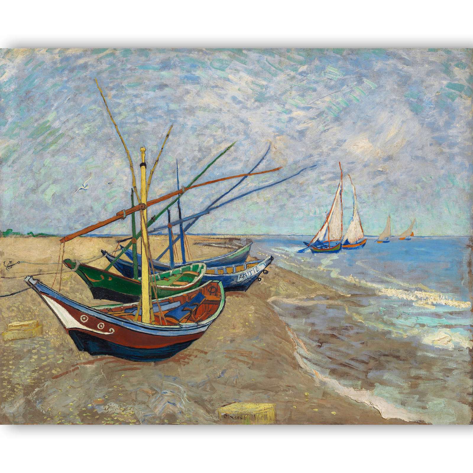Reprodukcija „Žvejybos laiveliai paplūdimyje“, Vincent van Gogh (1888)