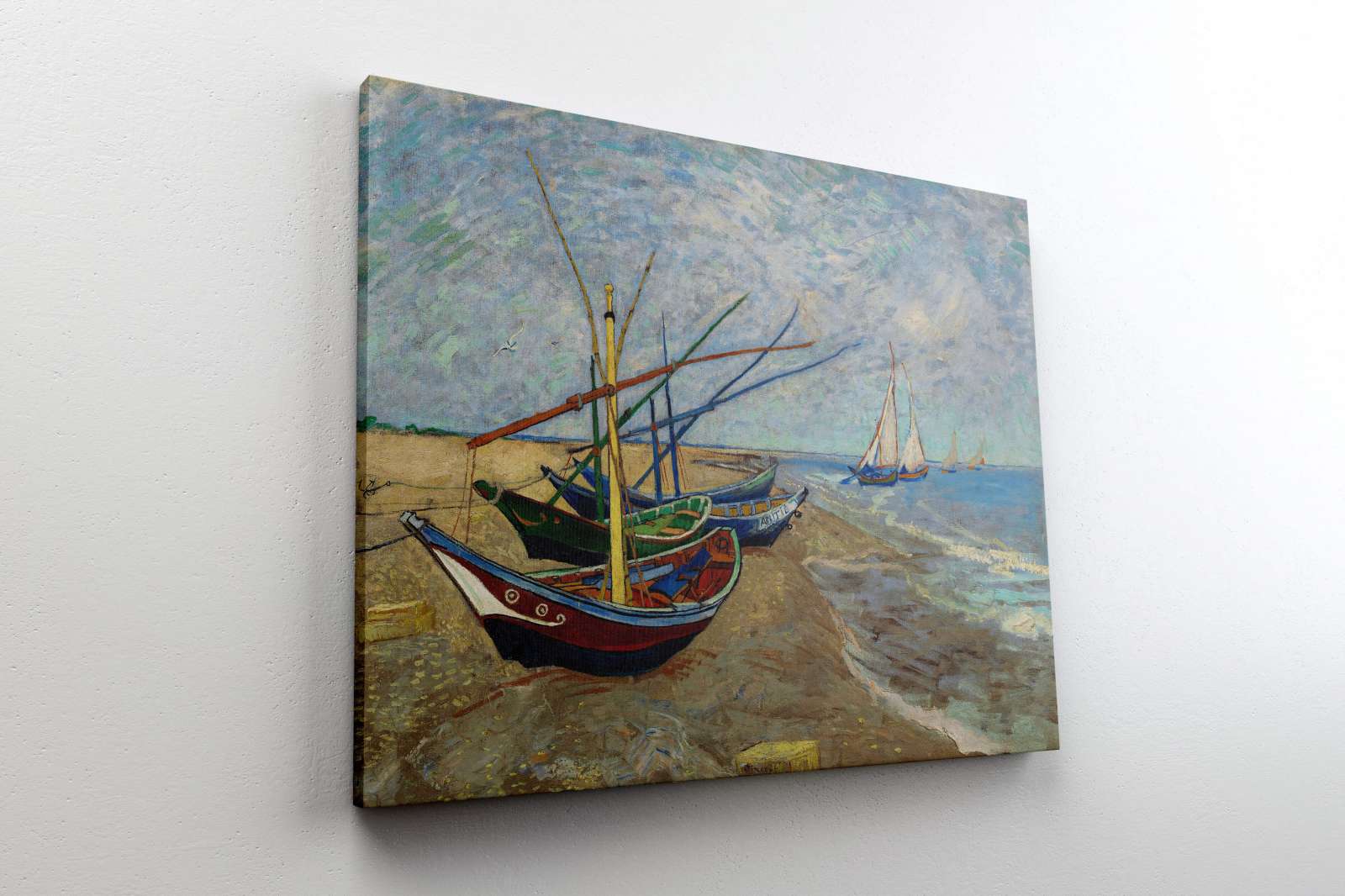 Reprodukcija „Žvejybos laiveliai paplūdimyje“, Vincent van Gogh (1888)