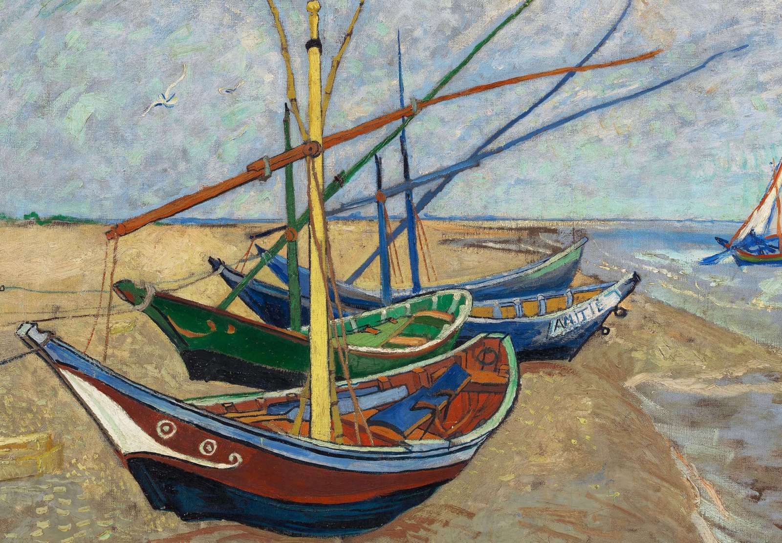 Reprodukcija „Žvejybos laiveliai paplūdimyje“, Vincent van Gogh (1888)