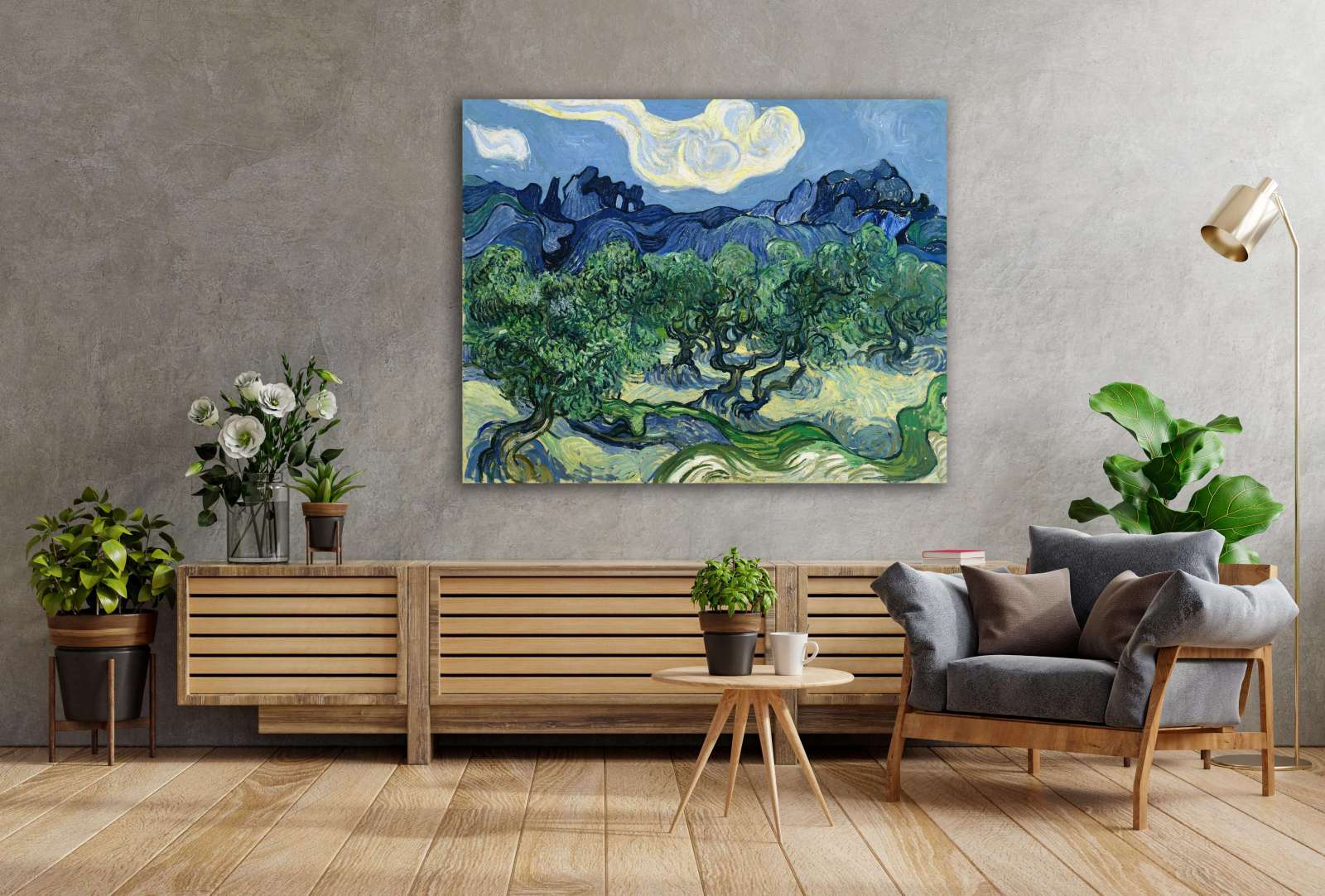 Reprodukcija „Alyvmedžiai Alpėse“, Vincent van Gogh (1889)