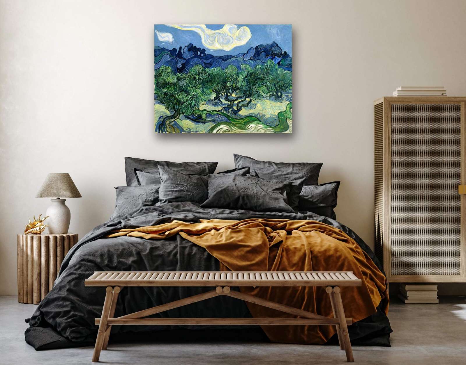 Reprodukcija „Alyvmedžiai Alpėse“, Vincent van Gogh (1889)