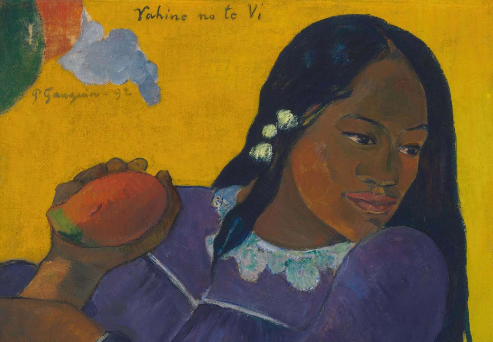 Reprodukcija „Moteris su mango“, Paul Gauguin (1892)