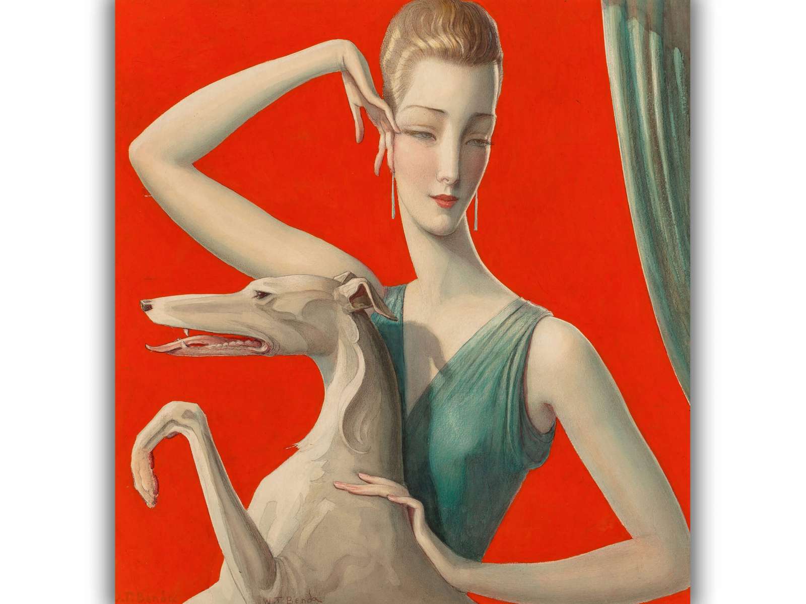 Reprodukcija „Elegantiška moteris ir Afganų kurtas“, Wladyslaw Theodore Benda