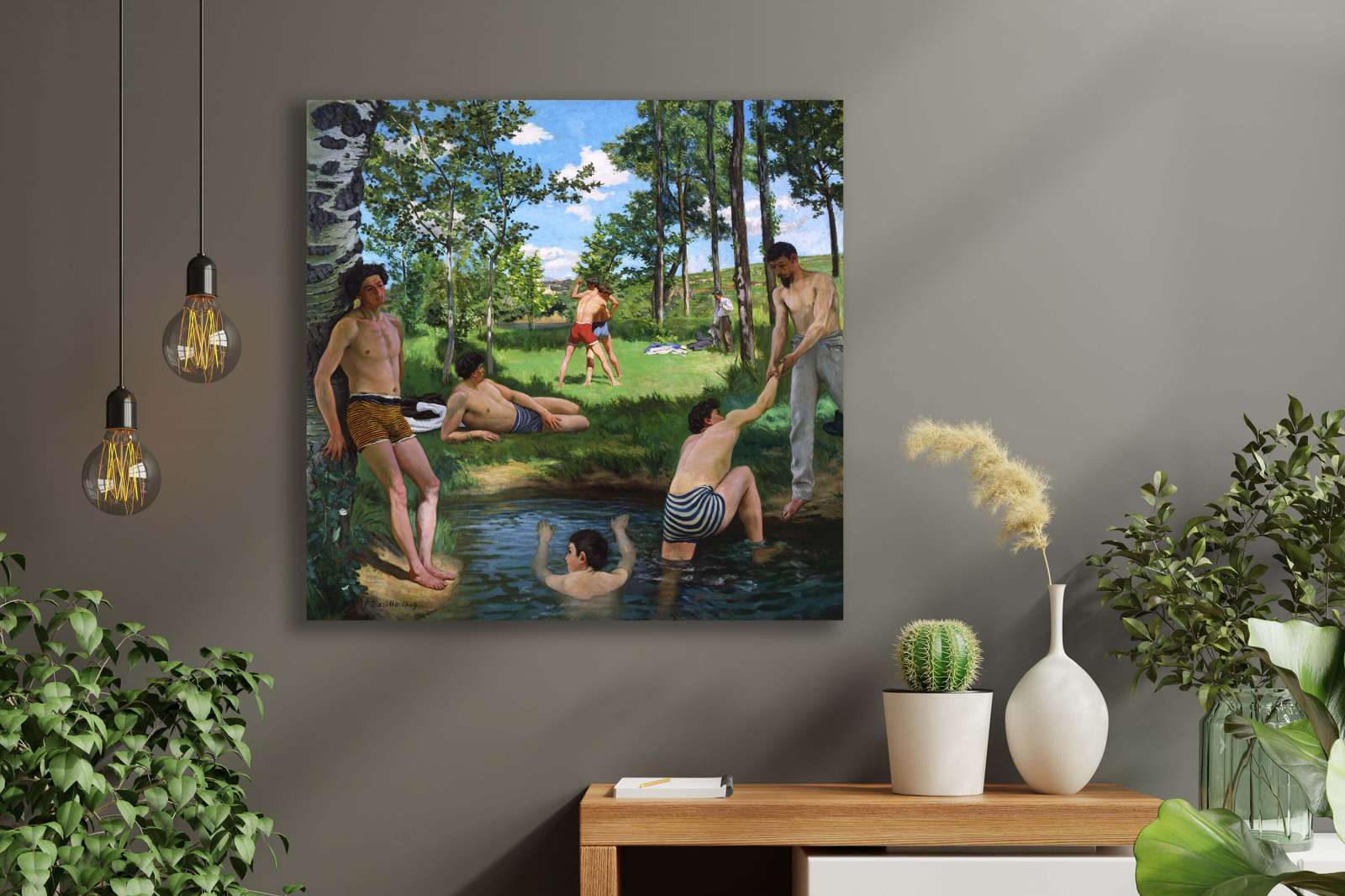 Reprodukcija „Vasaros scena“, Frédéric Bazille (1869)