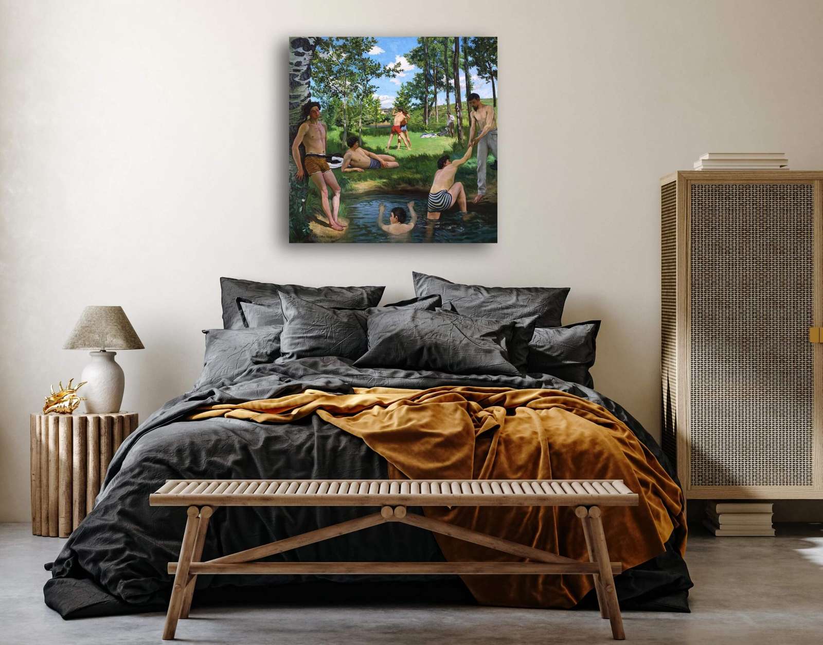 Reprodukcija „Vasaros scena“, Frédéric Bazille (1869)