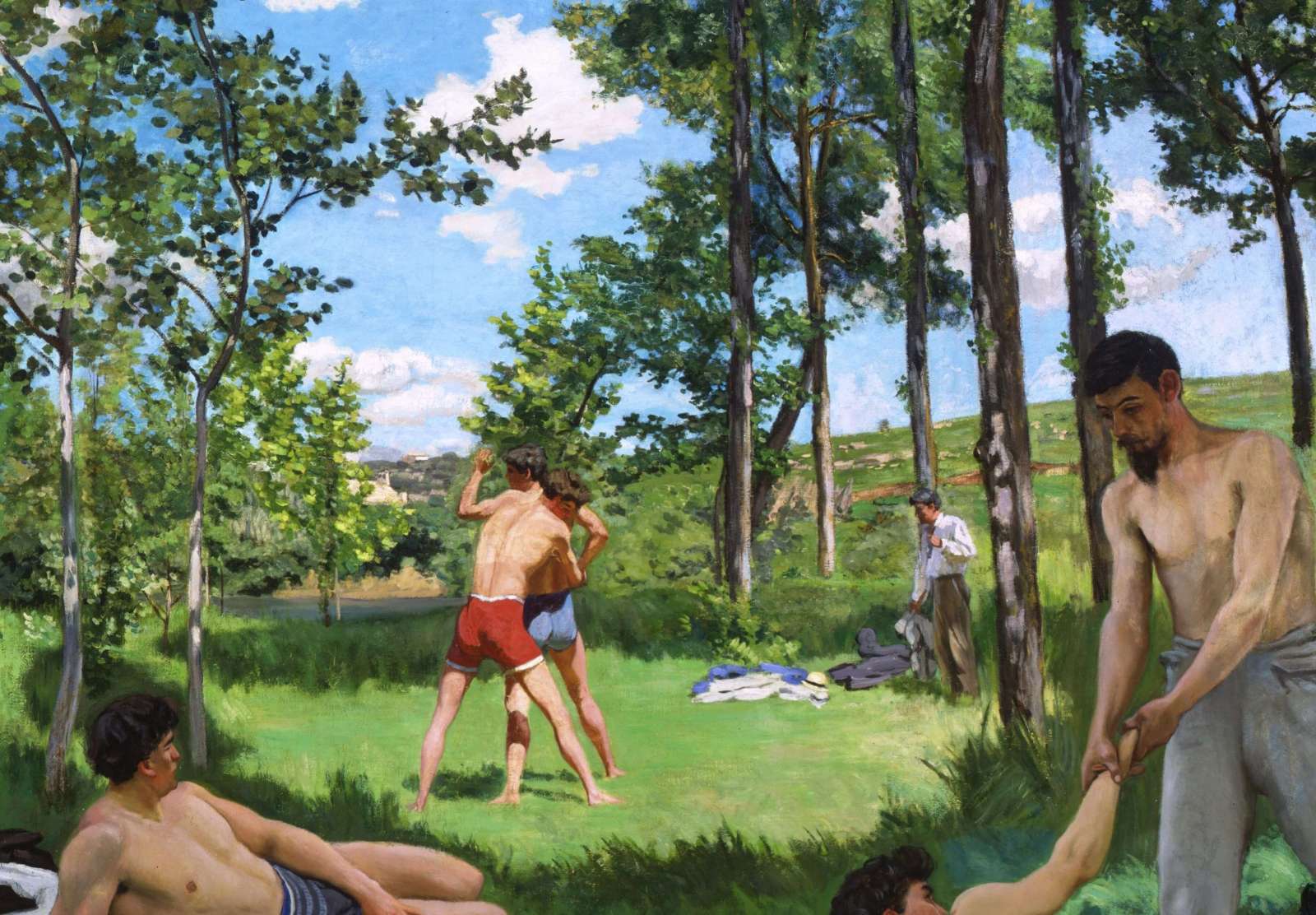 Reprodukcija „Vasaros scena“, Frédéric Bazille (1869)