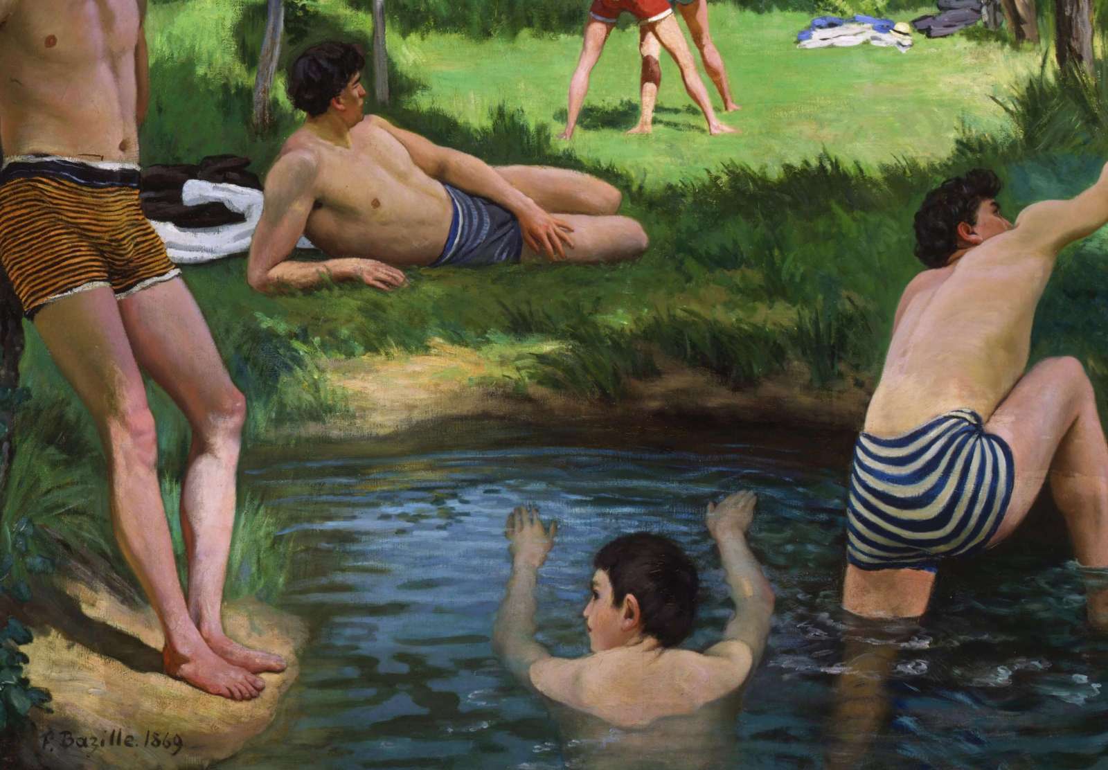 Reprodukcija „Vasaros scena“, Frédéric Bazille (1869)