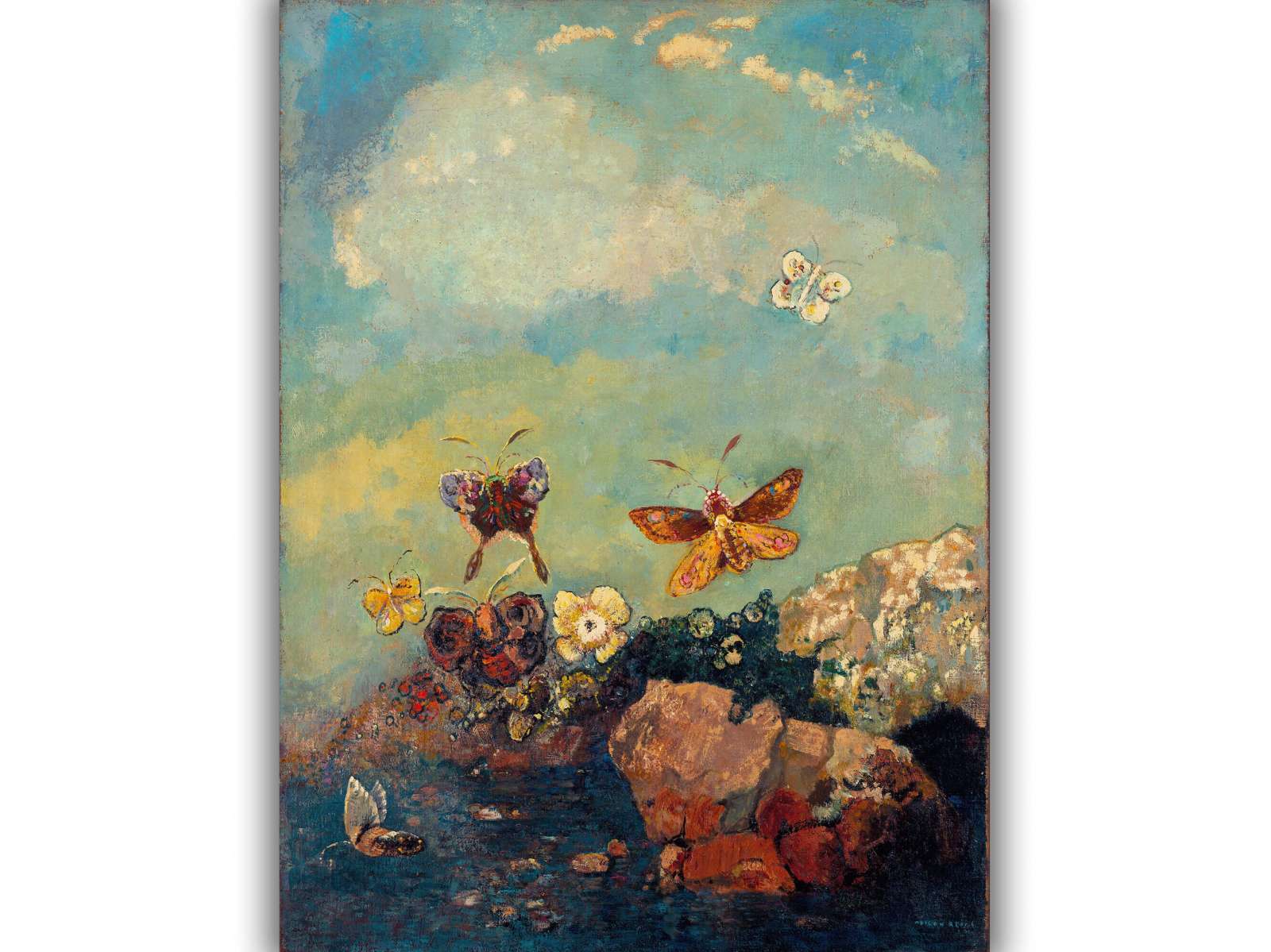 Reprodukcija „Drugeliai“, Odilon Redon (1910)