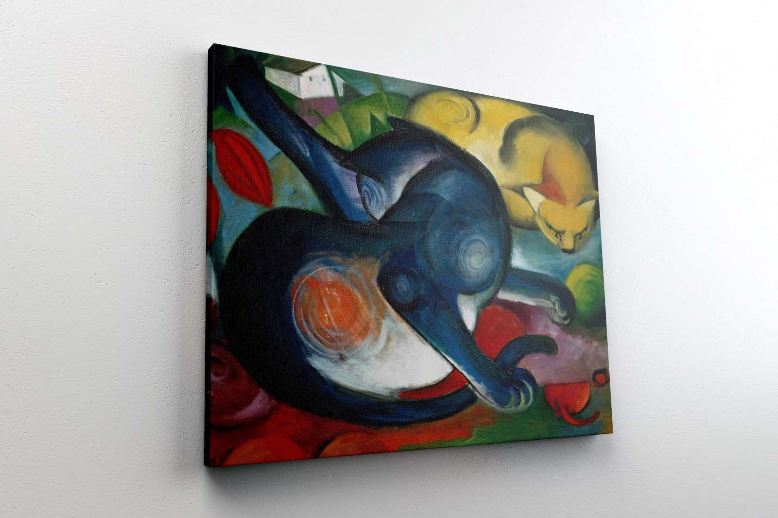 Reprodukcija „Dvi katės, mėlyna ir geltona“, Franz Marc