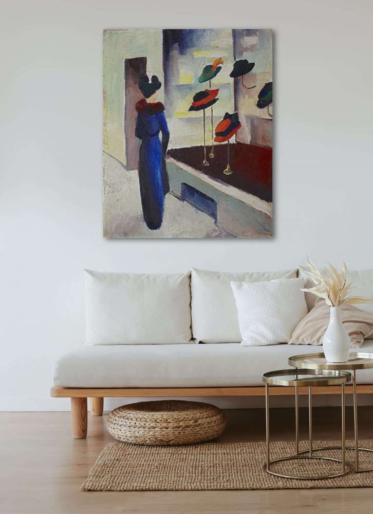 Reprodukcija „Skrybėlių parduotuvė“, August Macke (1913)