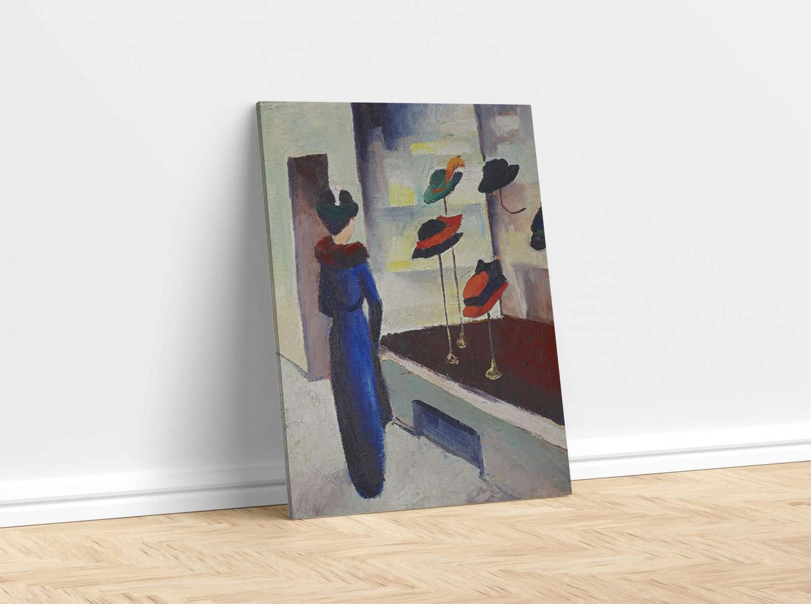 Reprodukcija „Skrybėlių parduotuvė“, August Macke (1913)