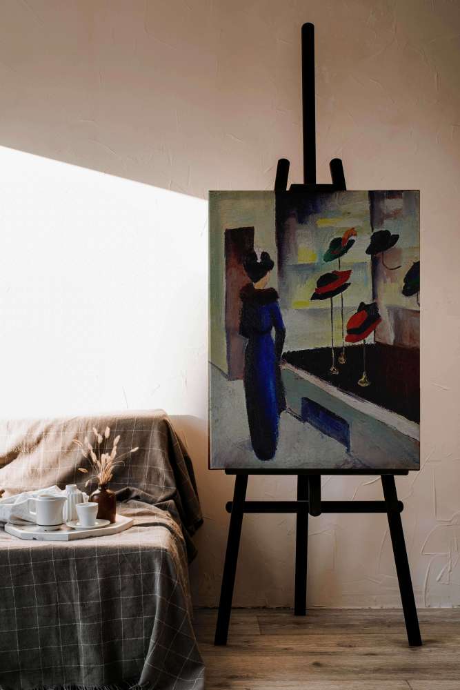 Reprodukcija „Skrybėlių parduotuvė“, August Macke (1913)