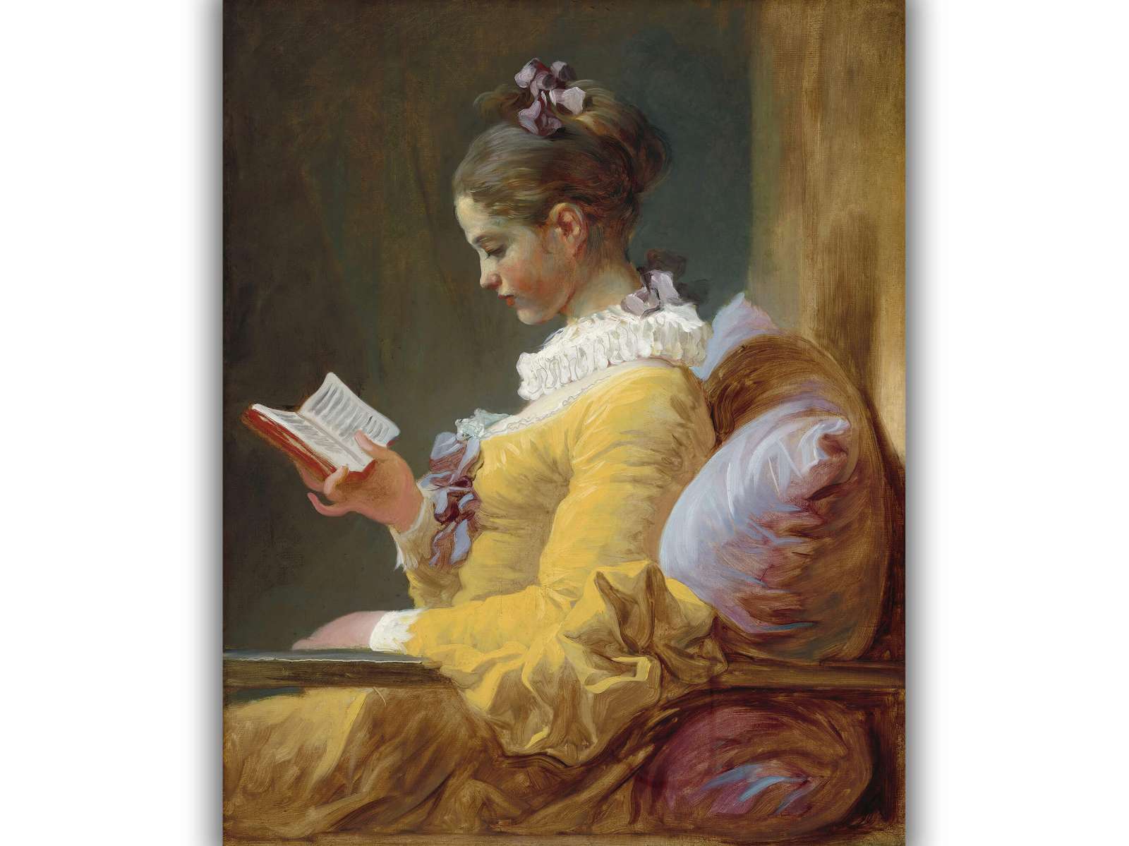 Reprodukcija „Skaitanti mergina“, Jean Honoré Fragonard (1769)