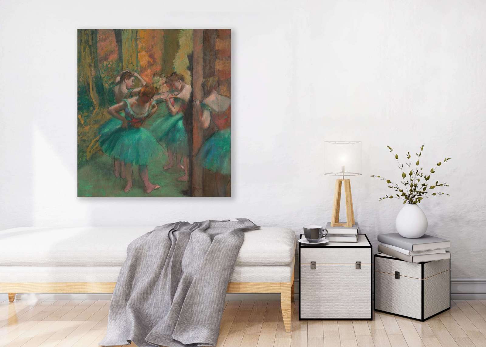 Reprodukcija „Šokėjos rausvai žaliomis suknelėmis“, Edgar Degas (1890)