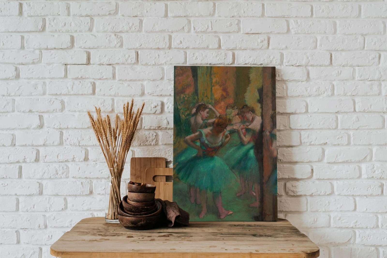 Reprodukcija „Šokėjos rausvai žaliomis suknelėmis“, Edgar Degas (1890)