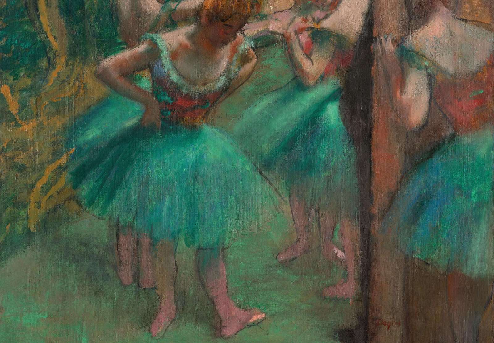 Reprodukcija „Šokėjos rausvai žaliomis suknelėmis“, Edgar Degas (1890)
