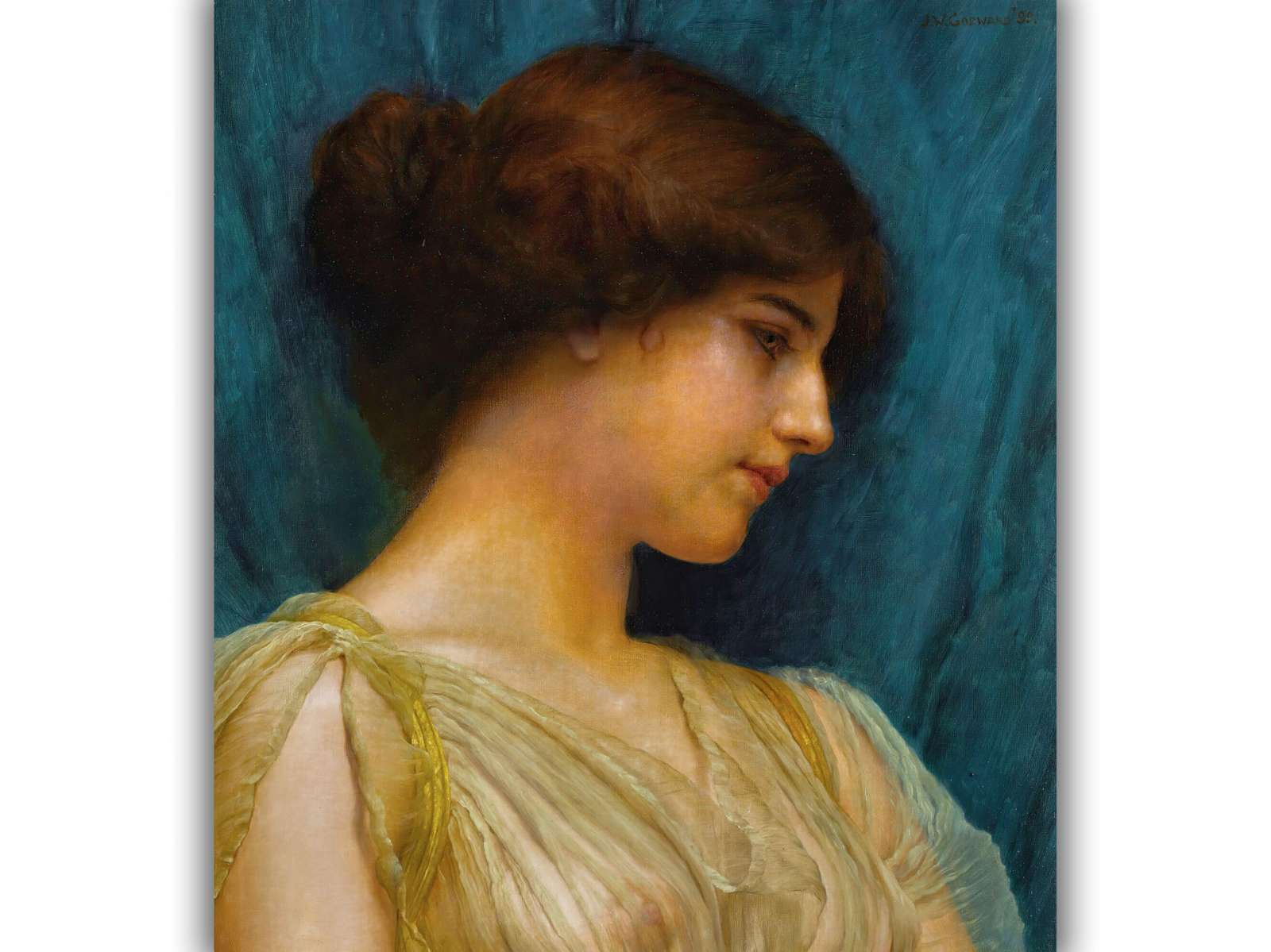Reprodukcija „Merginos portretas“, John William Godward (1899)