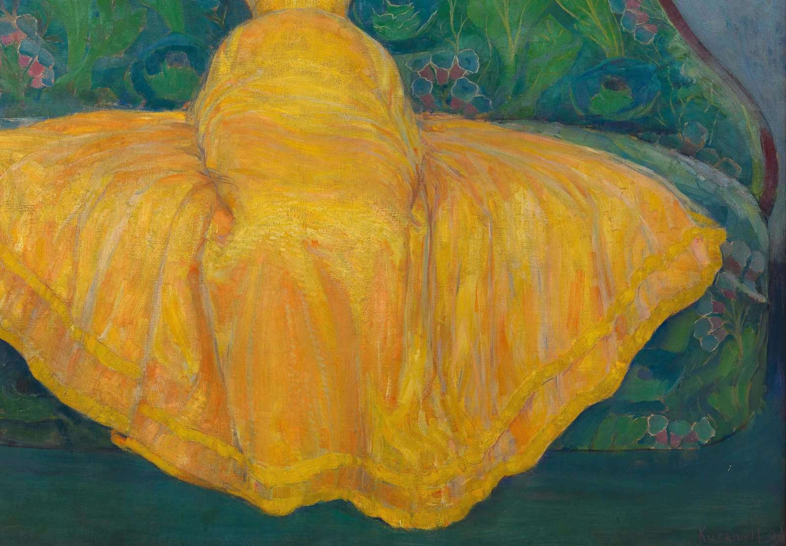 Reprodukcija „Moteris geltona suknele“, Max Kurzweil (1899)
