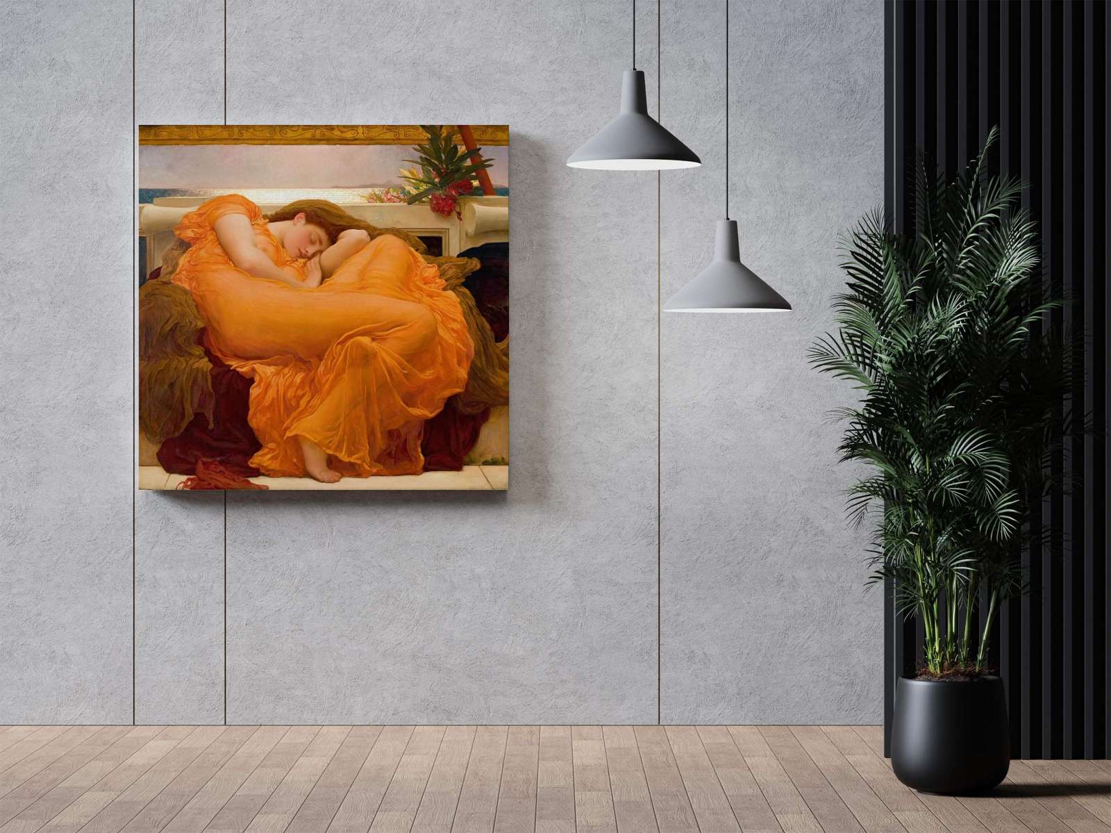 Reprodukcija „Liepsnojantis birželis“, Frederic Leighton (1895)