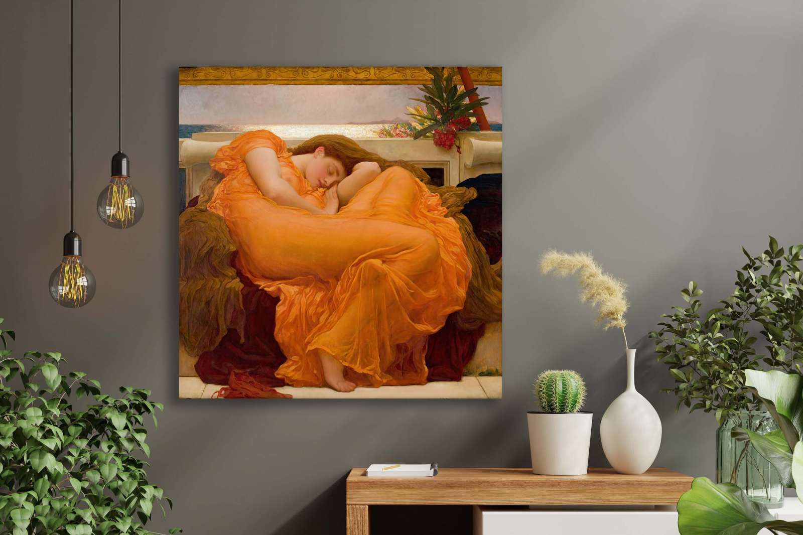 Reprodukcija „Liepsnojantis birželis“, Frederic Leighton (1895)